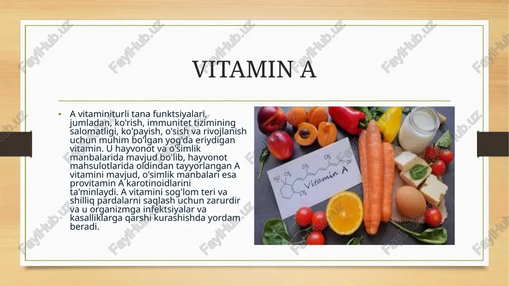 keladi. neyronlarning o'limi erkin radikal ishlab chiqarishning ko'payishi bilan bog'liq bo'lib, oksidlovchi stress tiamin etishmovchiligi bilan bog'liq miya shikastlanishida muhim rol o'ynashi mumkinligini ko'rsatadi. tiamin hujayra ichidagi glyukoza almashinuvida asosiy rol o'ynaydi va tiamin glyukoza va insulinning arterial silliq mushak hujayralari proliferatsiyasiga ta'sirini inhibe qiladi, deb ishoniladi tiaminni turli xil ovqatlarda topish mumkin, jumladan: parrandachilik fasol boyitilgan non va don mahsulotlari to'liq donalar cho'chqa go'shti yong'oq no'xat xamirturush vitamin b2 riboflavin sifatida ham tanilgan b2 vitaminienergiya ishlab chiqarishda va turli metabolik jarayonlarda hal qiluvchi rol o'ynaydigan suvda eriydigan vitamin. bu energiyani chiqarish uchun uglevodlar, oqsillar va yog'larni parchalash uchun zarurdir, shuningdek, umumiy hujayra funktsiyasi va sog'lom teri, ko'zlar va asab tizimini qo'llab-quvvatlaydi. oziqlantiruvchi omil sut, tuxum, solodli arpa, jigar, buyrak, yurak va bargli sabzavotlarda mavjud. eng boy tabiiy manba xamirturushdir. erkin shaklda faqat ko'zning to'r pardasida, zardobda va siydikda paydo bo'ladi; uning to'qimalar va hujayralardagi asosiy shakllari flavin mononukleotid va …