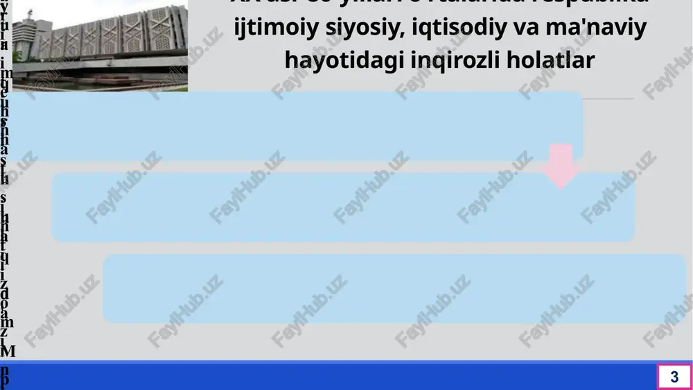 ntirildi va ziyolilar ham ta'qib ostiga olindi. o'zbekiston kp mqning 1984 yildagi xvi plenumi markazning "sog'lomlashtirish" borasidagi tadbirlarini quvvatlagan holda, respublikada yuzaga kelgan salbiy vaziyatda partiya ko'rsatmalariga to'la amal qilmagani uchun ziyolilarni ham aybladi. ulardan sovet turmush tarzini ulug'lovchi asarlar talab etilib, ijodiy uyushmalar faoliyati qattiq mafkuraviy nazoratga olindi. 8 1983 yil sentyabrda sssr bosh prokurori a.rekunkov topshirig’iga ko’ra, sssr prokuraturasining alohida muhim ishlar bo’yicha tergovchisi t.gdlyan boshchiligida malakatning turli mintaqalaridan to’plangan 200 kishidan iborat tergov guruhi tuzilib, o’zbekistonda faoliyat boshlaydi. markazdan respublikamizga yuborilgan tekshiruvchilar esa mahalliy shart – sharoitni hisobga olmay, o’zbek xalqining milliy manfaatlari, madaniyati, qadr – qimmatini paymol etadi. o’zbekiston ssr kp mq, respublika ministrlar soveti, o’zbekiston ssr jliy soveti, o’zbekiston ssr prokuraturasi, o’zbekiston ssr iib kabi muhim boshqaruv bo’g’nlari shunday kadrlarning qo’liga o’tadi. ular respublikadagi ijtimoiy – siyosiy vaziyatni yanada keskinlashtirib yuboradi. natijada, “o’zbekiston tergov usullari o’tkaziladigan “maydon”ga aylanib qoladi. o’zbekistonda “o’zbeklar ishi” deb nomlangan qatag’onning …