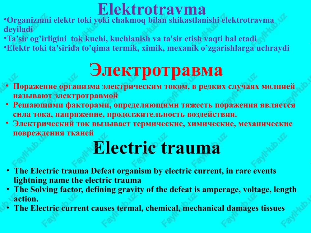 enie elektrotravmi obrabotka porajennoy chasti spirtom i nakladivanie asepticheskoy povyazki nekrektomiya i peresadka koji (v sluchae obuglivaniya tkaney - amputatsiya) the local treatment of the electric trauma processing the struck part by alcohol and imposition of the aseptic armband necrectomy and transplantation of the skin (in the event of change tissues like coal - an amputation) image1.jpeg image2.jpeg image3.jpeg davolash-2 fakulteti 201-guruh tayorlagan mustaqil ishi focne 1-4 hocnt 3-20 soa muim gga muanl eibonngiz wenun = taxmabs os