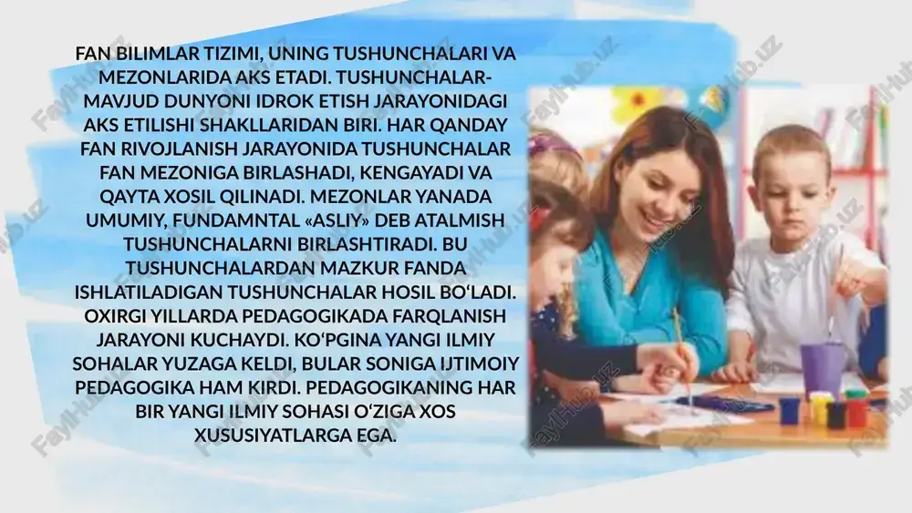 tafakkiri abu ali ibin sino (980-1037) o‘z asarlarila tarbiya’ning tabiatta uytun bo‘lish haqida gapirgan edi. masalan «uy ro‘zg‘or tutish» haqidagi asarida ibn sino yozgan ediki, inson aqlli mavjudot shuning uchun tabiatda alohida o‘rin tutadi va uning qonunlariga ko‘ra rivojlanadi. « yolg‘on hislatlarni qayta tarbiyalash» asarida esa ibn sino yozadiki, kimki axloqsiz insonni tarbiyalomoqchi bo‘lsa, unda u uni har tamonlama o‘rganishi, insonning tabiati qoidalarini bilishi kerak. natijada tarbiya’ning tabiat bilan uyg‘un bo‘lishi prinsipi ko‘pgina buyuk pedagoglar tomonidan o‘z pedagogik va ijtimoiy pedagogik nazariyalari ko‘rish asosi sifatida olingan edi. masalan, fransua falsafachisi jan jak russo hisoblagan ediki, bola tarbiyasi tabiat bilan uyg‘un ravishda amalga oshirilishi kerak. u yozadiki, «bolalar katta bo‘lishidan ilgari bola bo‘lishi kerak». sxettsar pedagogi iyagon genrix pestalotstsi yetim va karovso‘z bolalar uchun muassasalar va bolalar uyini yaratgan, u hisobladiki, tabiat maqsadi - inson tabiiy kuchlari va qobiliyatlarini rivojlantirishdir, bunda rivojlanish har tomonlama va uyg‘un bo‘lishi lozim. nemis olimi, pedagogi …