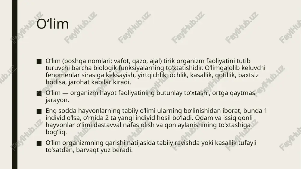 murdani chirishi - bunga mikroorganizmlarning proteolitik fermentlari ta’siri sabab buladi. irishda vodorod sulfid xosil buladi, chirishda esa kislotali birikmalar, gazlar xosil bulib, to’qimalar yumshaydi. blagodarya razvitiyu meditsini i texnologiy za poslednie 60 let uroven smertnosti v mire upal v dva raza i v 2021 godu sostavlyal okolo 8 smertey na 1 tis. naseleniya 10 glavnix prichin smerti o’sha gap …. bir kun o’lib ketamiz ! e’tibotingiz uchun tashakkur image1.jpeg image2.jpeg image3.jpeg image4.jpeg image5.png image6.jpeg © ‘incre ynepumxe 2019 rony, unm ven, (@ yncno ynepuns #1990 rony, nnn wen, © aunammna pocra nnn cnowennn uncna ymepuinx, 0 % pe sa 75 3a6onesanna 332 fh °° tpaxta 3,09 (nueemonna, 6pohkut ut. a) 01 @ vo i qnapennvie 10 fh vicrounk: our world in data, ha ochoge otvetos miicti vw ouehk coctosuna snopoaes (ihme) yta vaepenna nokasatenea /docprops/thumbnail.jpeg