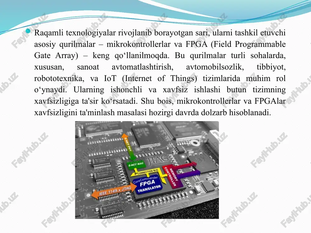 tem design. 2. xilinx. fpga security and best practices, 2022. 3. arm. trustzone technology for cortex-m, 2021. 4. ieee xplore. embedded system security articles. 5. nist cybersecurity guidelines. e’tiboringiz uchun raxmat. image2.jpeg image3.jpeg image4.jpeg image5.jpeg fpga g | single | 140 8 mspsgps v0 data type conversion gain ga doppler_neo_controt ‘codle_neo.controt discrote time >) vco(raby ‘dacreletine veo very close to 1.023 mhz timing control unit, tiacose gen [b= ‘and rere prompi correlation eas ‘contpiax to roalimag /docprops/thumbnail.jpeg hse movasain svainva seedy lyohsvivmiaotinuvtvitzall finda, xiexoraidod s0x40.9 svi veit t04 hots /n-ok siamaslv idrunheni,