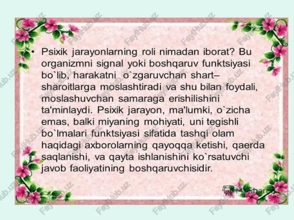 ogiyasi – sotuvchi – haridor munosabatlari tizimini,reklamaning psixologik asoslari mo’da psixog’oyasi va boshqalar. psixologiyaning fanlar tizimida tutgan o’rni.psixologiya yaxlit va mustaqil fan sifatida odamlarda gumanistik mintalitetning shakllanishiga hizmat qilib,inson omiliga aloqadorligi uning shu yo’nalishdagi muammolarini ma’lum ma’noda o’rganadigan barcha fanlar bilan bevasita aloqasini taqozo etadi. bular birinchi navbatda ijtimoiy-gumanitar fan soxalari bo’lib, psixoligiyaning ular orasidagi mavqei o’ziga hos va yetakchidir. psixologiyaning fanlar tizimida tutgan o’rni. . . . . . . . . 1.falsafa va uning oxirgi paytlarda shakllanib, rivojlanib borayotgan ijtimoiy falsafa qismi bilan bo’lgan aloqa bu ikkala fanning inson va uning xayoti mohiyatini to’la anglash va uning rivojlanish tendensiyalarini belgilashdagi o’rni va axamiyatidan kelib chiqadi. 2.sotsialogiya fani ham yangicha ijtimoiy munosabatlar sharoitida o’z taraqqiyotining muhim bosqichiga o’tgan ekan,psixoloogiya ushbu fan erishgan yutuqlqridan ham foydalanadi,ham ularning ko’lami kengayishiga baxoli qudrat xizmat qiladi. 3.pedagogika bilan psixologiyaning o’zaro hamkorligi va aloqasi an’anaviy va azaliy bo’lib, ularning yosh avlod tarbiyasini zamon talablari …