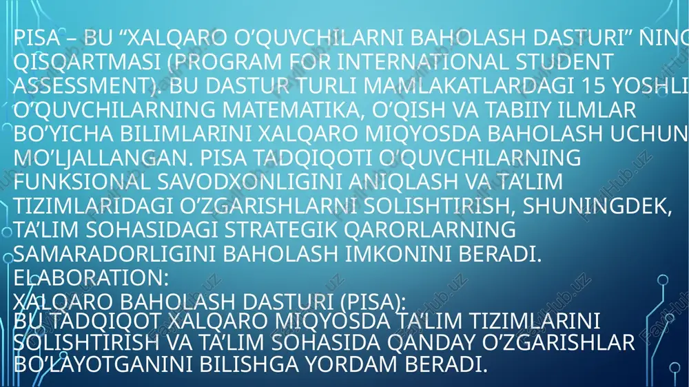 pisa - xalqaro o'quvchilarni baholash dasturi - Page 3