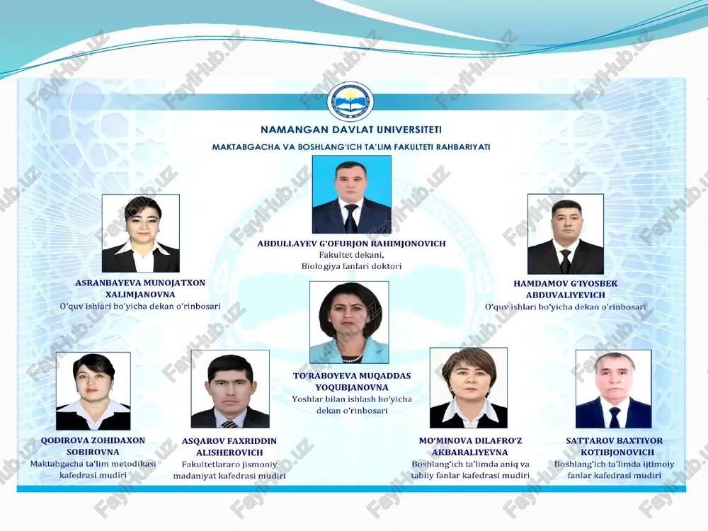 b ta’lim berish, ularning ilm-fanga bo‘lgan intilishlarini ro‘yobga chiqarishimiz kerak. shu maqsadda, maktabgacha ta’lim tizimini rivojlantirishimiz, o‘rta va oliy o‘quv yurtlarining moddiy-texnik bazasini, ilmiy va o‘quv jarayonlari sifatini tubdan yaxshilashimiz kerak”. o‘zbekiston respublikasi prezidentining “2017-2021-yillarda maktabgacha ta’lim tizimini yanada takomillashtirish chora-tadbirlari to‘g‘risida”gi qarorida respublikada maktabgacha ta’lim tashkilotlarining moddiy-texnika bazasini mustahkamlash, maktabgacha ta’lim tashkilotlari tarmog‘ini kengaytirish, malakali pedagog kadrlar bilan ta’minlash, ta’lim-tarbiya jarayoniga zamonaviy ta’lim dasturlari va texnologiyalarini tadbiq etish, bolalarni har tomonlama intelektual, axloqiy, estetik va jismoniy rivojlantirish yo‘nalishlari bo‘yicha puxta rejalar ishlab chiqildi va amalga oshirishga kirishildi. jumladan: maktabgacha ta’lim sohasida malakali kadrlar tayyorlash jarayonida ta’lim – fan va ishlab chiqarish integratsiyasini ta’minlash maqsadida universitet qoshida 50 o‘ringa mo‘ljallangan “innovatsion maktabgacha ta’lim tashkiloti” tashkil etildi namangana innovatsion maktabgacha ta’lim tashkiloti ochildi namangana innovatsion maktabgacha ta’lim tashkiloti hayotidan foto lavhalar namangana innovatsion maktabgacha ta’lim tashkiloti hayotidan foto lavhalar image2.jpeg image3.jpeg image4.png image5.jpeg image6.jpeg image7.jpeg image8.jpeg image9.jpeg image10.jpeg image11.jpeg image12.jpeg image13.jpeg …