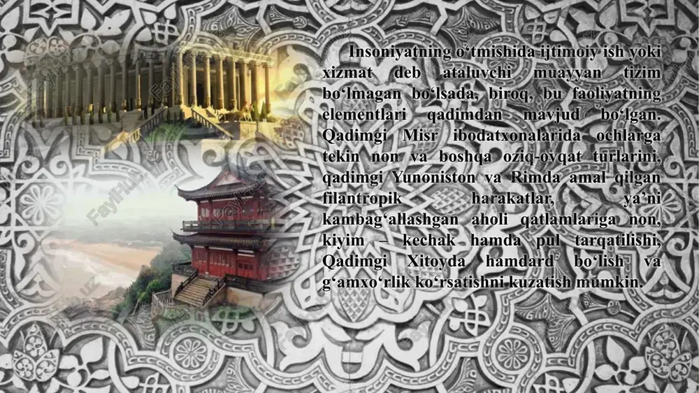 ar «bir mayizni qirq kishi bo‘lib yebdi» degan o‘zbek xalq maqolida o‘z aksini topgan. maqolning mazmun-mohiyatini ijtimoiy-falsafiy yondashuv asosida yanada teranroq tushunish uchun yuqorida zikr etilgan tushunchalarni sharhlash maqsadga muvofiqdir. xususan, yosh faylasuf olim dusmurod raxmonovning qayd etishicha, «saxiylik – bu hech kimdan narsasini, yaxshiligini ayamaslik, hotamlik xislatini anglatuvchi tushunchadir». ayni vaqtda saxiylik boshqalarga qaytishiga umidvor bo‘lmasdan, ta’ma, manfaat kutmasdan, xizmat haqi talab etmasdan yordam berishni anglatadi. saxiylik vositasida xizmat ko‘rsatishning moddiy va ma’naviy shakllari farqlanadi. sahovatning ma’naviy fazilat bilan bir qatorda xolis xizmat turi ekanligini xusrav dehlaviy quyidagi baytida aniq ifodalagan: «hotam kishi uyda tutatganda ud, qo‘shni hovlida ham shul muattar dud». «himmat» (arabcha g‘ayrat, shijoat, jo‘shqinlik, harakat, hafsala, qunt) – odamgarchilik, muruvvat yuzasidan qilinadigan yaxshilik, yaxshi ish, yordam, insonga xos xislatni anglatuvchi tushuncha bo‘lib, bu borada farididdin attor: «himmati oliyga yetsa har ko‘ngul, davlati beminnat unga yuzlanur» - deya insonlarni himmatli bo‘lishga chorlash orqali qalb sofligi, ko‘ngil xotirjamligi, …