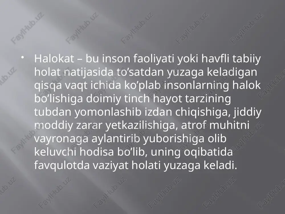 eladigan hamma sihni bajaramiz” tarzida yondashish. 4. bemor bilan u tushunadigan tilda so’zlashish. 5. muloqot vaqtida turli tushunarsiz, qisqartmalartibbiy atamalar va parazit so’zlar ishlatmaslik. bu bemorni vahimaga tushirishi mumkin. 6. ustalik bilan harakat qilish. vahimalarga o’rin bermaslik. u bemorda ishonchsizlik uyg’otishi mumkin. 7. imo-ishora va xatti-harakatlarini nazorat qilish. 8. sekin, aniq va tushunadigan qilib gapirish. 9. bemorning ismi, sharifi bilan to’g’ri murojaat qilish, vaziyatga qarab uni kim deb chaqirishni so’rash. 10. agar bemorning eshitishida muammo bo’lsa, lab harakatidan tushunib olish uchun aniq gapirish. 11. berilgan savolga javob berish uchun yetarlicha fursat berish, savollarni ketma-ket tez bermaslik. 12. xotirjam va o’ziga ishongan holda harakat qilish. 13. eshitish qobiliyati buzulgan bemorlar bilan muloqot qilish vaqtida qulog’iga baqirib gapirmaslik, sekin ohista so’zlashish, imo-ishoralar bilan murojaat qilish va bu orqali lab harakatida o’qib olishga imkon berish. 14. ko’zi ojiz bemorlar bilan so’zlashish vaqtida seki n va eshitiladigan ohangda gaplashish. tibbiy saralashni ishlab chiqqan va …
