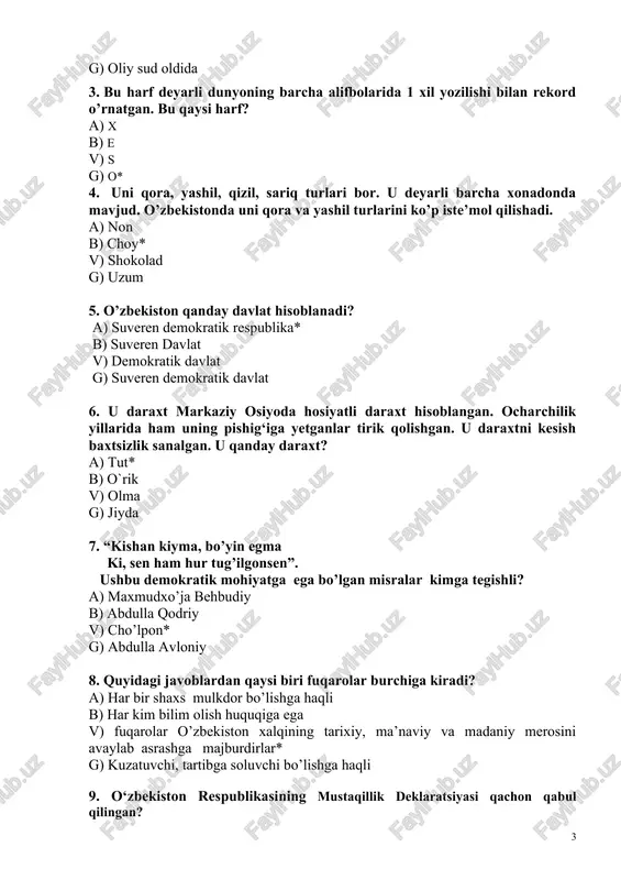 tma: "sizga ma’lum sonlardan iborat 10 ta qatorlar berilgan (rag`batlantiruvchi materialda), ular ma'lum qonuniyat asosida tuzilgan. sizning vazifangiz shuki, har bir qator tuzilishining qonuniyatini topib, javoblar varaqasida ("vazifa №2") keltirilgan variantlardan to`g`risini "x" bilan belgilab qo‘yishdan iborat. masalan: t/ r raqamlar qatori javoblar varianti a b v g d 1. 1; 2; 5; 26; ... 676 677* 679 675 894 to`g`ri javob "b" 677 raqami. bu qatorda har bir son o`zidan oldingi sonning kvadratiga 1 ni qo`shish orqali hosil bo`ladi. vazifani bajarish vaqti –6 daqiqa. diqqat! rahbarning ruxsatisiz vazifalarni bajarishni boshlamang. rag`batlantiruvchi material (1-variant) t/r raqamlar qatori javoblar varianti a b v g d 1. 5; 36; -7; 36; -5; ... 16* 80 9 18 16 2. -4; 25; 9; 64; -14; 225; 7;... 14 27 36* 38 24 3. 27; 3; 64; 4; 216; 6; 125; ... 7 5* 9 4 6 4. 30; 13; 17; 29; 11;14; ... …