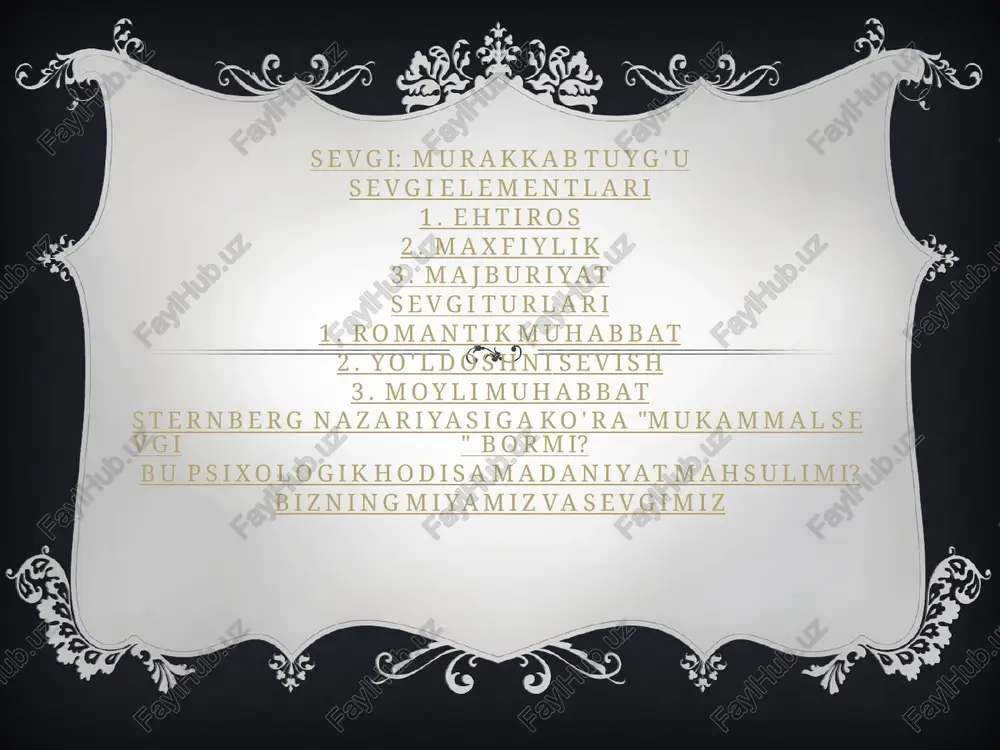botib turadi. shidli moddalar sezuvchi nervni qo’zqaydi, shid bilish markazi bosh miya yarim sharlari orqa yuzasining pastki qismida mavjud deb taxmin qilinadi. shidli moddalar shid bilish shujayralariga gaz sholatida ta'sir etib, kimyoviy reaksiyalar yo’li bilan ularni qo’zqatadi (ularning barchasi buqlanadi va eriydi). odatda gaz sholatidagi shidli moddalar shavo bilan nafas olish jarayonida burun kovagiga kirib keladi, natijada aks ettirish sholati shosil bo’ladi ta'm bilish (maza) sezgilari ta'm bilish sezgilari shirin, achchiq, nordon, sho’r singari mazalarni shis qilish bilan tavsiflanadi. ular muayyan turkumga kiritilgan va kiritilmagan xilma-xil turlarga ega bo’lib, narsalarning, moddalarning nomlari bilan yuritiladi: nonning mazasi, qovunning mazasi kabilar. ta'm bilish sezgilarining organi tilning yuzasi va tanglayning yumshoq qismidan tashkil topgandir. tilning shilliq pardasida maxsus ta'm bilish so’rqichlari mavjud bo’lib, ularning tarkibida tayoqsimon shujayralardan tuzilgan maxsus ta'm bilish "kurtaklari" ("so’qonlari") ga ega. o’ziga xos xususiyatlari, sifatlari bilan tafovutlanuvchi ta'm bilish so’qonlari til yuzasida bir tekis taqsimlanmaganligi uchun uning orqa qismi …