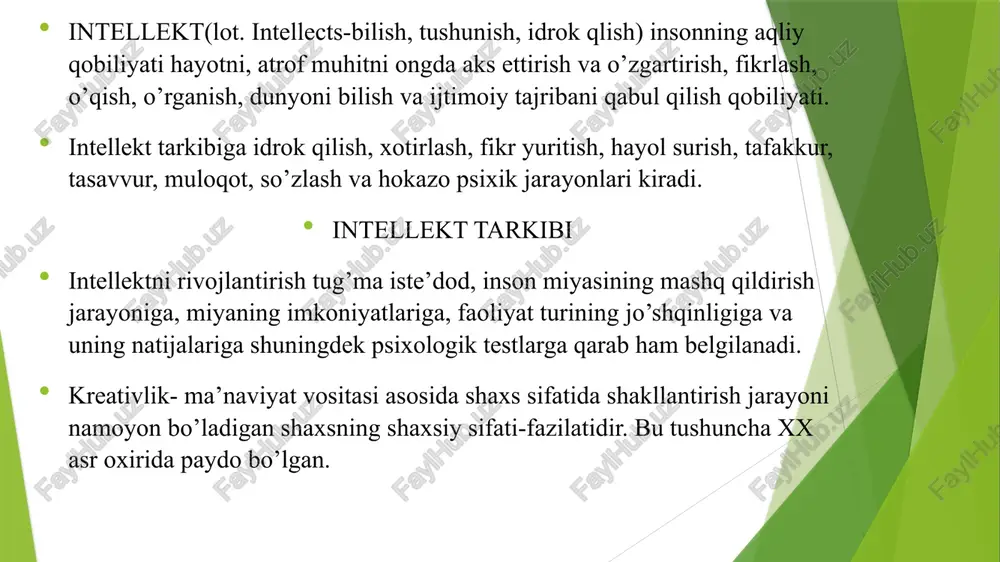 i; 7) izchillikni ta’minlovchi (protsesssual) malakalar; 8) texnik-texnologik malakalar quyidagi omillar shaxsda kreativlikni rivojlantirishga to‘sqinlik qiladi: 1) o‘zini tavakkaldan olib qochish; 2) fikrlash va xatti-harakatlarda qo‘pollikka yo‘l qo‘yish; 3) shaxs fantaziyasi va tasavvurining yuqori baholanmasligi; 4) boshqalarga tobe bo‘lish; 5) har qanday holatda ham faqat yutuqni o‘ylash. o'quvchilarni kreativ fikrlashga o‘rgatish, ularda kreativ tafakkurni shakllantira olish uchun avvalo o‘qituvchining o‘zi kreativ, ijodkor shaxs bo‘lishi zarur. bordi-yu, uning o‘zi kreativlik sifatlariga ega bo‘lmasa, u holda qanday qilib, o'quvchilarni kreativ fikrlashga rag‘batlantira oladi. chiqariladigan yagona xulosa quyidagicha: o‘qituvchining o‘zi kreativ, ijodkor bo‘lsagina, o'quvchilar ham shunday bo‘la oladi.o‘qituvchining ijodkor va kreativ bo‘lishi yoki bo‘lmasligi emas, balki darslarni ijodkorlik, kreativlik ruhida tashkil etishi, yangi g‘oyalarni ta’lim jarayonida sinab ko‘rishga intilishi zarur. dars jarayonida o‘qituvchi “kreativlik yo‘l xaritasi”ga ko‘ra quyidagi to‘rtta yo‘nalish bo‘yicha harakatlanadi va ulardagi harakatlar pedagoglarning kreativligini ifodalovchi belgilar sanaladi: 1) ijodiy fikrlash ko‘nikmalarini namoyon etish; 2) o’quvchilarni o‘quv fanlarini qiziqish bilan o‘zlashtirishga …