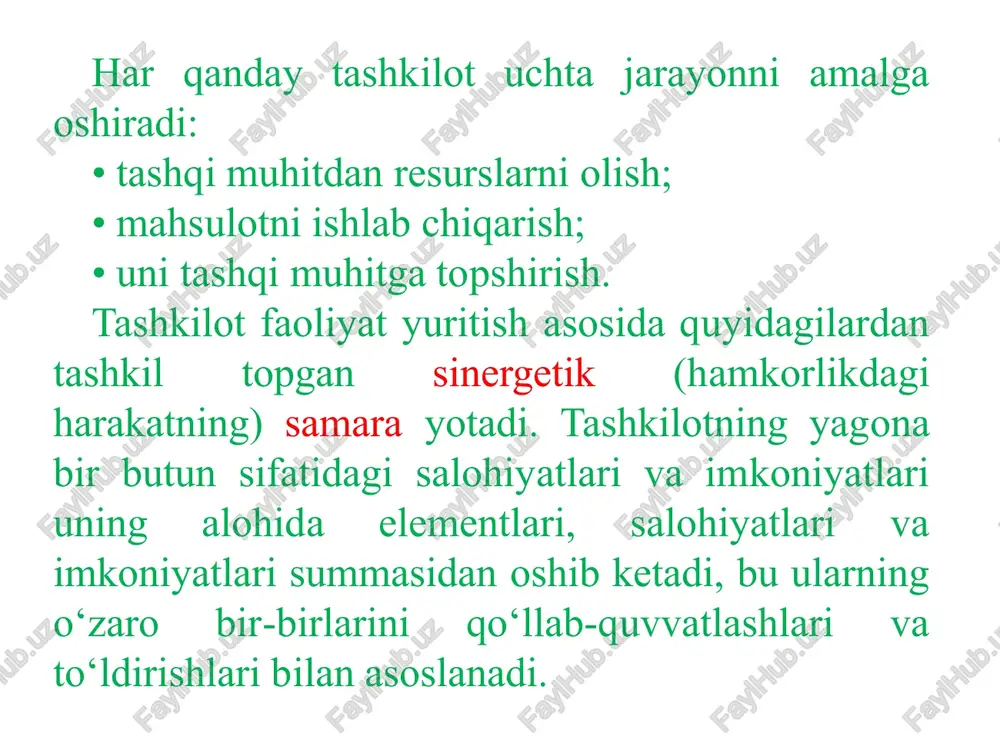 ridik shaxslarning huquqlari va qonuniy manfaatlarini, boshqa demokratik qadriyatlarni himoya qilish, ijtimoiy, madaniy va ma’rifiy maqsadlarga erishish, ehtiyojlarni qondirish, xayriya faoliyatini amalga oshirish uchun ijtimoiy foydali maqsadlarda tuziladi. yakka tartibdagi tadbirkor – jismoniy shaxs. u bankda hisob raqam ochishi, xom ashyo va tovarlar uchun toʻlashi mumkin. lekin uning faoliyati ruxsat etilgan tadbirkorlik turlari (ular 89 ta) roʻyxati bilan cheklangan. mas’uliyati cheklangan jamiyat - bir yoki bir necha shaxs tomonidan ta’sis etilgan, ustav fondi (ustav kapitali) ta’sis hujjatlari bilan belgilangan miqdorlarda ulushlarga bo‘lingan xo‘jalik jamiyati mas’uliyati cheklangan jamiyat deb hisoblanadi. mas’uliyati cheklangan jamiyatning ishtirokchilari uning majburiyatlari bo‘yicha javobgar bo‘lmaydilar va jamiyat faoliyati bilan bog‘liq zararlar uchun o‘zlari qo‘shgan hissalar qiymati doirasida javobgar bo‘ladilar. qo‘shma korxona – chet el investorlarining ulushi qatnashadigan korxona, xalqaro iqtisodiy hamkorlikning eng samarali shakli. qo‘shma korxona yaratishda bir maqsad yo‘nalishida faoliyatni birlashtirish uchun turli mamlakatlardan ikki va undan ko‘p hamkorlarning kapitallari birlashadi. transmilliy korporatsiya – o‘zining asosiy …