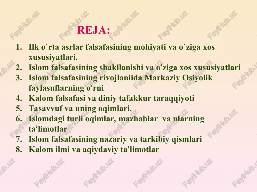 safasining shakllanishi va o‘ziga xos xususiyatlari islom ta’limoti o‘zidan oldingi samoviy dinlarning mantiqiy davomi o‘laroq yer yuzida 7-asrdan boshlab yoyila boshlagan. etimologik jihatdan “islom” atamasi “salm” o‘zagidan olingan bo‘lib, “salom–tinchlik” ma’nosini anglatadi. islom ta’limotining asosiy manbasi muqaddas qur’on kitobi sanaladi. barcha musulmonlar aqiydaviy va fiqxiy masalalarda qur’on ko‘rsatmalariga amal qiladi. qur’oni karim – alloh tarafidan 23 yilga yaqin muddat mobaynida muhammad payg‘ambar(saf)ga oyatma-oyat, surama-sura tarzida nozil qilingan ilohiy kitobdir. islom ilohiyot maktablaridan biri ahl as-sunna va-l-jamoa ta’limotiga ko‘ra, qur’on alloh taoloning so‘zi va uning azaliy ilmidir. qur’on alloh taoloning kalomi va uning azaliy ilmidir. qur’on 114 ta suradan iborat. sura qur’ondan bir bo‘lak bo‘lib, eng kami uchta yoki undan ortiq oyatlarni o‘z ichiga oladi. oyatlar soni esa, qur’on matnlarini taqsimlashning turli yo‘llariga ko‘ra, 6204 ta, 6232 ta, hatto 6666 tagacha belgilangan. bu har xillik qur’on nusxalarining bir-biridan farqli ekanligini emas, balki undagi oyatlarning turli qiroat maktablarining (ularning soni 14 dan …