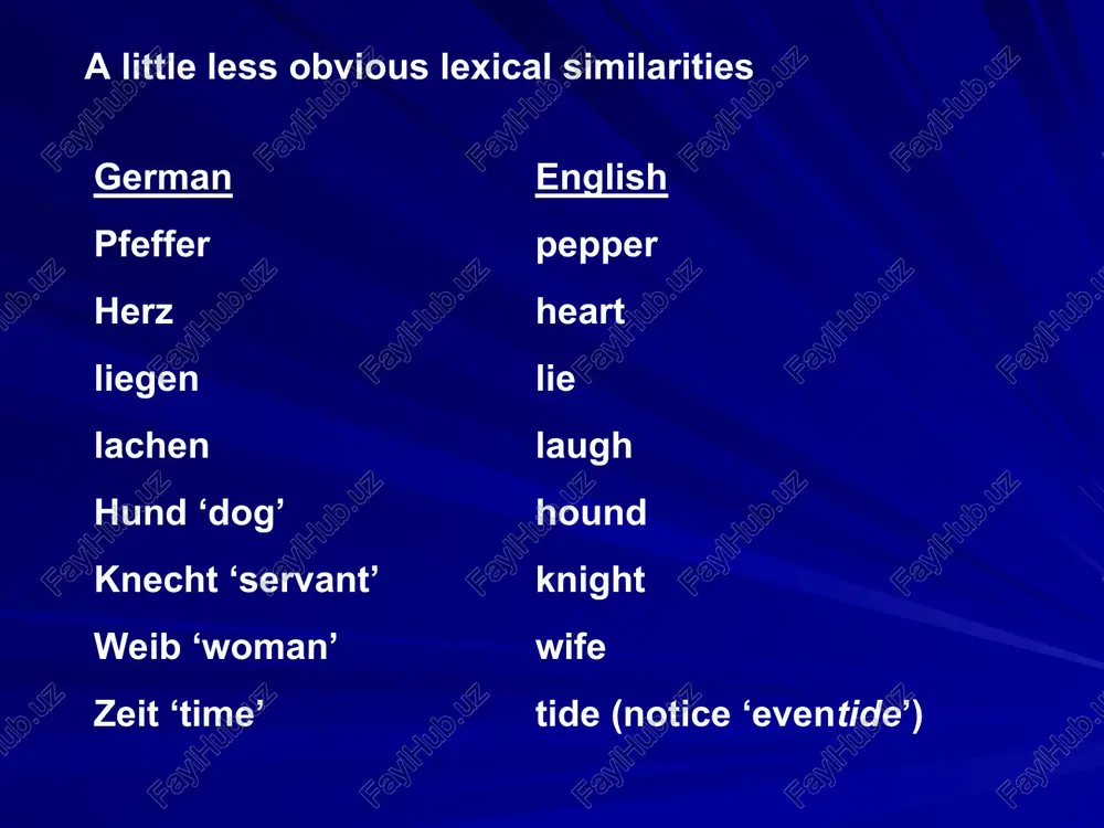 urrounding sounds: on the basis of evidence from pie languages such as sanskrit and greek, verner was able to show that all the words in pie *p had changed in germanic to f either had that *p as the first sound in the word, or >> verner’s law (con’t) >> had the accent on the syllable immediately preceding *p, as in the examples below: ie *pətér > gothic fadar “father” ie *népôt > on nefi “nefi” on the other hand, those *p’s that eventually became german b where those that had not stood in initial position and that had not had the accent on the immediately preceding syllable, as in the example below: ie *sep(t)m > gothic sibun “seven” ie *upéri > ohg ubar “over” linguistics, archeology, and history language groups should never be confused with ethnic groups. the indo-europeans appear to have been organized into rather small groups or …