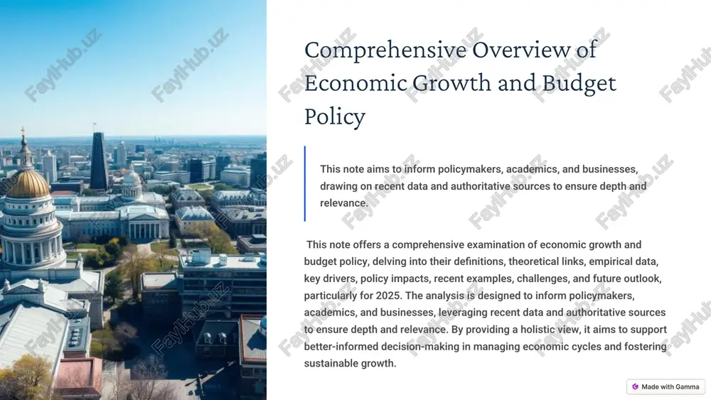 s highlighted in recent analyses. labor, including skilled and immigrant workers, increases output, as seen historically in the 19th-century u.s. capital investment, such as in manufacturing and technology, enhances productivity, while technological progress, identified as the main driver of long-run growth, overcomes diminishing returns on labor and capital. 6 data on economic growth and fiscal policy u.s. federal budget deficit: the cbo projects a $1.9 trillion deficit in 2025, with federal debt rising to 118% of gdp by 2035, highlighting challenges in balancing growth and debt. fiscal policy impact: the hutchins center fiscal impact measure indicates fiscal policy increased u.s. gdp growth by 0.4 percentage points in q4 2024, driven by stimulative taxes and transfers. empirical data underscores the impact of fiscal policy. the congressional budget office (cbo) projects a u.s. federal budget deficit of $1.9 trillion in 2025, with federal debt rising to 118% of gdp by 2035, reflecting …