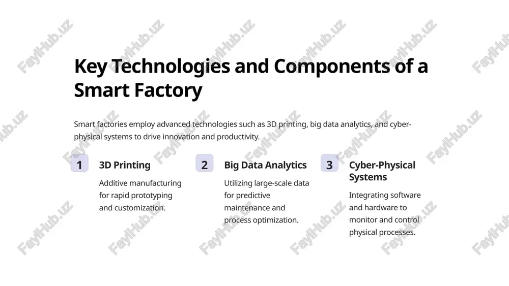 3 technology integration deploying iot, automation, and advanced analytics systems. 9 conclusion and key takeaways smart factories represent the future of manufacturing, offering immense potential for optimization, innovation, and competitiveness in the global market. optimization efficient resource utilization and waste reduction. innovation continuous improvement through technology integration and data-driven insights. competitiveness staying ahead with agile production and customer-centric solutions. 10 image1.jpeg image2.jpeg image3.png image4.png image5.png image6.jpeg image7.png image8.png image9.png image10.jpeg image11.png image12.jpeg image13.png image14.png image15.png | orb be | : an 1 |i 1 til « i @ made with gamma et detection for io installed_objectivet open cvs: (ot of data collecting simulation program 4 n logfile tr | main [2