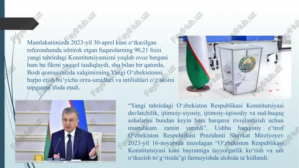 a aylanishi; barcha muhim qarorlar aholi ishtirokida, fuqarolik jamiyati institutlari bilan maslahatlashuv asosida qabul qilinishi kabi prinsip va g‘oyalarni hayotga tatbiq etishga qaratilgan tizimli chora-tadbirlar amalga oshirilmoqda. davlat organlari xalqqa xizmat qilishi kerak! yuqorida aytib o‘tilgan moddaning ikkinchi bandi birinchi qismida belgilab berilgan o‘zbekiston respublikasida davlat hokimiyati xalq manfaatlarini ko‘zlab amalga oshirilishi to‘g‘risidagi norma ham aytib o‘tilgan fikrlarning tasdig‘idir. hech shubhasiz, ushbu normalar mamlakatimizda xalq hokimiyatchiligining konstitutsiyaviy-huquqiy asoslarini mustahkamlash bilan bir qatorda xalqimiz xohish-irodasi va insonlarning qonuniy manfaatlarini ta’minlashga ham xizmat qiladi. mazkur moddaning ikkinchi bandida yana bir umume’tirof etilgan tamoyil mustahkamlangan. unga ko‘ra davlat hokimiyati faqat «o‘zbekiston respublikasi konstitutsiyasi hamda uning asosida qabul qilingan qonunlar vakolat bergan organlar tomonidangina amalga oshiriladi». yangi o‘zbekiston — demokratik va huquqiy davlat yangi tahrirdagi konstitutsiyaning 7-moddasi uchinchi bandida: «konstitutsiyada nazarda tutilmagan tartibda davlat hokimiyati vakolatlarini o‘zlashtirish, hokimiyat organlari faoliyatini to‘xtatib qo‘yish yoki tugatish, hokimiyatning yangi va muvoziy tarkiblarini tuzish konstitutsiyaga xilof hisoblanadi va …