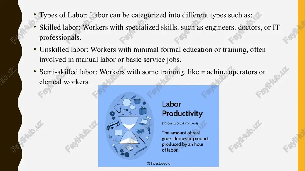 higher labor productivity are more competitive in the global market because they can produce goods at lower costs and offer better wages, leading to higher standards of living. inflation and prices: increased productivity can help keep inflation in check because more goods and services are being produced without a corresponding increase in costs. this can lead to lower prices for consumers. examples of labor productivity in different sectors: agriculture: in the early stages of industrialization, labor productivity in agriculture was low. however, with the advent of modern machinery and farming techniques, agricultural workers can now produce much more food with fewer resources. manufacturing: manufacturing industries have greatly benefited from automation, where robots and other automated systems can produce more goods at a faster rate with fewer human workers. services: in service industries, labor productivity can increase through the use of software, digital tools, and better management practices. for example, a …