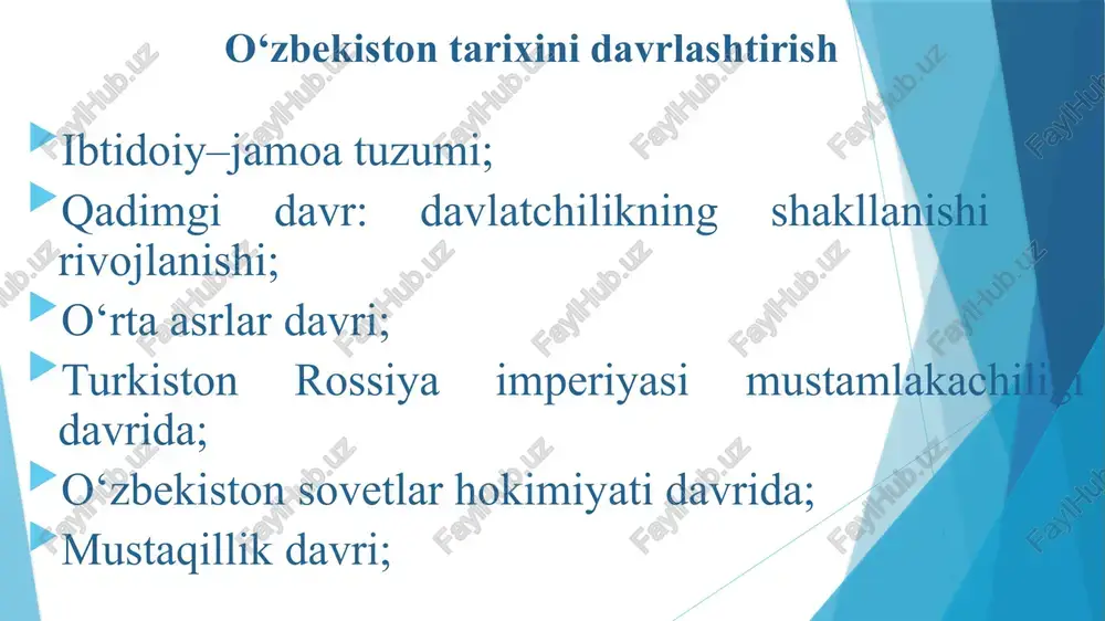 hayotimizning ajralmas qismiga aylandi. islom karimovning «tarixiy xotirasiz kelajak yo‘q», «yuksak ma’naviyat-engilmas kuch» nomli asarlari prezidentimiz shavkat mirziyoev 2018-yil28- dekabrda oliy majlisga qilgan murojaatnomada bildirgan o‘z fikr mulohazalarida quyidagilarni qayd etadi: «afsuski,yurtimiz tarixini o‘rganishda o‘tgan davrlarda arxeologik tadqiqotlar etarli darajada olib borilmadi.shuning uchun fanlar akademiyasining arxeologiyava san’atshunoslik institutlari faoliyatini, oliy o‘quv yurtlari va muzeylardagi arxeologik izlanishlarni chetellik hamkorlar bilan birga tashkil etishzarur. o‘zbekiston milliy teleradiokompaniyasi negizida «o‘zbekiston tarixi telekanali»ni tashkil qilish taklifini ilgari surgan edi. mazkur taklif asosida 2019-yil 1 sentyabrdan boshlab ushbu telekanal o‘z ish faoliyatini boshladi, toshkent shahrining olmazor tumanida ikkinchi jahon urushida qozonilgan buyuk g‘alabaning 75 yilligiga bag‘ishlab «g‘alababog‘i»,«shon-sharaf» muzeyi, «matonat madhiyasi»,«mangu jasorat» monumenti barpo etildi. image1.jpeg image2.jpeg image3.jpeg “haqqoniy tarixni bilmasdan turib o’zlikni anglash mumkin emas”: karimov. |.a. ‘tarixiy xotirasiz kelajak yo’q”. toshkent.: “o'zbekiston’-1998. 32-bet. iokcak ma bhabmat - ehimamac ky4y tipesmjeht wwabkat map3meebhmht tapuxhm axammsitta sta ———> yuksalish 15 ta she myxmm ucsioxotm ° ovrmrmmnrmee …