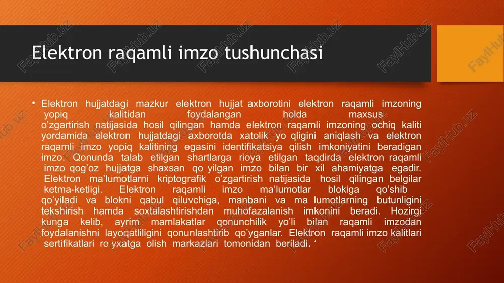 ining 10% miqdorida to'lov summasi undiriladi. eri olish uchun quyidagi hujjatlarni taqdim etish lozim: -eri kaliti sertifikati va kalitini olish togrisidagi imzolangan hamda zarur hollarda muhr bilan tasdiqlangan ariza. - arizada ko’rsatilgan jismoniy shaxs yoki yuridik shaxs vakilining pasporti; -eri kalitlarini yaratish xizmati uchun to’lov to’langanligi to’g’risidagi kvitantsiya. buning uchun telefonda *880*0113*stir*to lov summasi# ussd-buyrug i teriladi. bunda: stir –bu soliq to lovchining identifikatsion raqami; to’lov summasi –eng kam oylik ish haqining 10% miqdorida (2016 yil 1 oktyabr ʻ holatiga ko ra eng kam oylik ish haqining 10 foizi 14 977 so mni tashkil etadi). ʻ ʻ click orqali to lov xizmati faqatgina jismoniy shaxslar uchun mavjud bo lib, u ʻ ʻ o zr dsi va uning hududiy boshqarmalari tomonidan beriladigan eri uchun ʻ amalga oshiriladi. to lov amalga oshirilgandan so ng yaqin o rtadagi dsiga tashrif buyuring. eri ʻ ʻ ʻ kalitlarini yozish uchun usb flesh-kartasini olib borishni unutmang. …