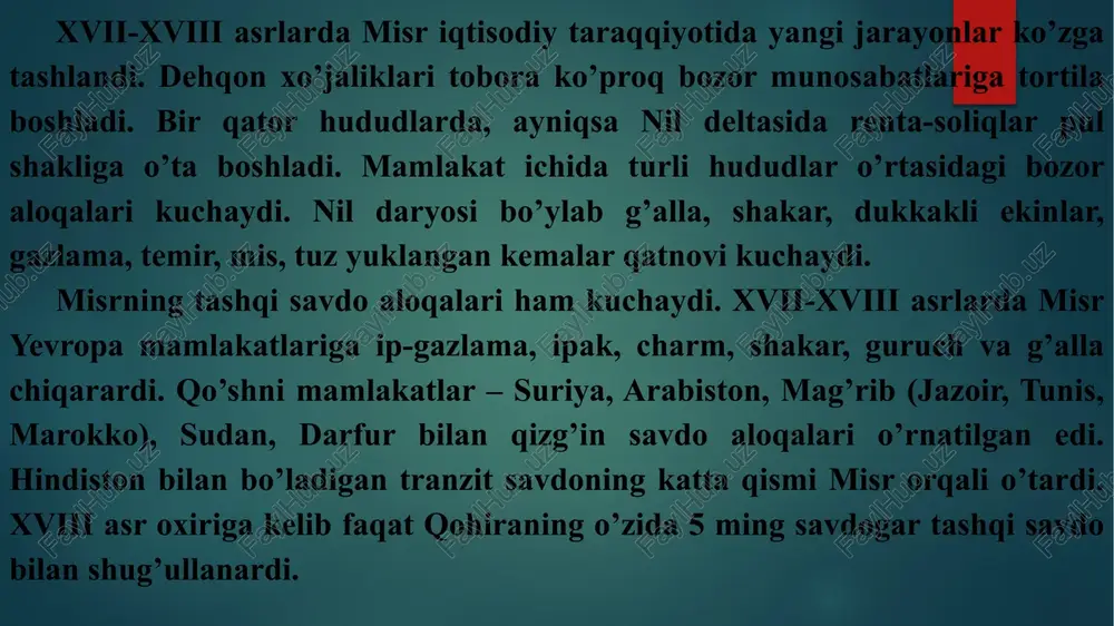 g o’zaro urushlari misrning iqtisodiy ahvoliga juda yomon ta’sir ko’rsatdi. mamluk beylarining o’zboshimchaliklari, dehqonlar va hunarmandlarning qattiq asoratga solinishi mamlakatda norozilikni kuchaytirib yubordi. turklar hukmronligiga va feodallarga qarshi boshlanib ketgan xalq harakatiga qohiradagi mashhur al-ahzar machitining shayxlari rahbarlik qildilar. ularning chaqiriqlari bilan jazoirdagi hunarmandlar va savdogarlar 1795-yilning yozida o’z ustaxonalari va do’konlarini yopib qo’ydilar. mamluk hukmdorlari shayxlar bilan muzokara olib borib, o’zboshimchalik va kamsitishlarni to’xtatishga, noqonuniy soliqlar va majburiyatlarni bekor qilishga va’da berdilar. al-ahzar frantsuz bosqinchilariga qarshi qaratilgan xalq qo’zg’olonining ham markaziga aylandi. frantsuzlar 1798-yilda misrni bosib olganlaridan so’ng napoleon bonapart o’zini mamluklar zulmiga qarshi kurashuvchi qilib ko’rsatib, allohni, uning payg’ambarini va quronni hurmat qilishini ta’kidlasa ham, frantsuzlar misr shahar va qishloqlarini mamluklarga nisbatan ko’proq talay boshladilar. 1798-yil oktabrda qohirada al-ahzar machiti shayxlari rahbarligida frantsuzlarga qarshi qo’zg’olon bo’ldi. napoleon bu qo’zg’olonni qiyinchilik bilan bostirdi. 1800-yil martida qohirada yana qo’zg’olon ko’tarilib, aholi bu yerdagi uncha katta bo’lmagan frantsuz garnizonini qirib tashladi. …
