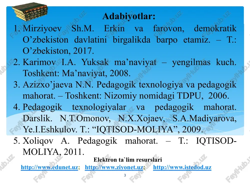di va ular o‘qi­tuvchi-tarbi­yachining pedagogik ta’sir ko‘rsatishida mashg‘ulotlarni samarali va mazmunli o‘tishida puxta zamin tayyorlab beradi. rag‘bat­lantiruvchi yoki istehzoli tabassumida ma’noli qarashlarida o‘qituvchining imo-ishorasida pantomimika - bu gavda, qo‘l va oyoqlarning harakatidir. u asosiy firkni ajratib ko‘rsatishga imkon beradi. o‘qituvchi o‘z gavdasi, qo‘li, oyoq harakatlarining holati orqali har qanday pedagogik ma’­lu­motlarning obrazini “chiza” olsa, o‘quvchilar bundan zavq­lana­dilar, ular ichki his-tuyg‘ulari, tashqi hissiyotlari bilan qo‘shilib butun ongini o‘quv materiallari mazmunini o‘zlashtirishga qaratadilar. mimika - yuz muskullari orqali o‘z sezgisi, fikri, kayfiyatini ifodalashdir. o‘qituvchining yuz ifodasi va qarashi ba’zan o‘quvchilarga so‘zdan ham qattiqroq ta’sir ko‘rsatadi. mimika axborotning xususiy ahamiyatini oshiradi, uni puxtaroq o‘zlashtirilishini ta’minlaydi. o‘quvchilar o‘qituvchi kayfiyati va munosabatini uning yuzidan uqib oladilar. 13 tabassum turli hissiyotlarni anglatganligi uchun ularning ba’zi turlarini hisobga olish maqsadga muvofiq: tabassum bilan bir paytda pastki qovoqlarning ko’tarilmasligi – samimiyatsizlik; tabassum bilan bir paytda ko’zlarning olayishi-qo’rqitish. 14 odamning ichki kechinmalari haqida eng to’g’ri ma’lumotni ko’zlar namoyon qiladi: …