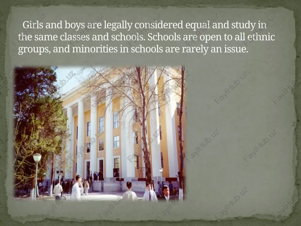 a result of decline in funding, the printing of books, textbooks, and other publications face numerous difficulties. this problem is common for all nis countries. nevertheless, despite obvious difficulties, according to unesco, uzbekistan schools supplied about 60 percent of textbooks as a whole and for some selected subjects up to 100 percent in the soviet-type higher education institution, most students studied for a full working week (five to six days a week, six to eight hours of classes a day). evening and correspondence courses were also popular. the first and the second year of the curriculum usually included the study of social science with similar course requirements for all students. specialization began in the third year and continued in the fourth year. within this period a student had between 4,500 and 5,000 face-to-face hours of instruction in 20 to 30 subjects, depending on the field of concentration. curriculum included general …