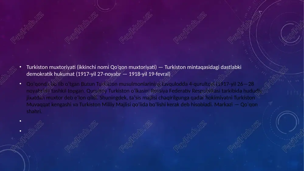 shinidan tashqari qoʻqonlik tinch aholi vakillari ham qatnashdi. asosan bolta, choʻkich, tayoq koʻtargan xaloyiqning soni 10.000 kishiga yetdi. shunga qaramay, qurolsiz bu kishilar qizil askarlarning qoʻqon shahriga qilgan hujumini uch kun davomida mardonavor qaytardilar. shu orada muxtoriyatchilar safida parokandalik yuz berdi (18 fevralda ulamolarning tazyiqi bilan mustafo choʻqay isteʼfoga chiqdi va baʼzi vazirlar singari qoʻqonni tark etdi. ayrim vazirlar (h.agayev va boshqalar) jangda halok boʻldi. hukumatning boshqa aʼzolari (o.mahmudov, nosirxon toʻra, s.gersfeld, u.asadullaxoʻjayev, i.shoahmedov) esa keyinchalik bolsheviklar tomonidan qoʻlga olindi. qoʻqon sh. qoʻrboshi mirshablari boshligʻi kichik ergash 18 fevraldan boshlab amalda turkiston muxtoriyati hukumatining rahbariga aylandi. 19 fevralga oʻtar kechasi toshkentdan turkiston oʻlkasi harbiy komissari ye. perfilyev boshchiligidagi piyoda, otliq va artilleriya qismlaridan iborat 11 eshelon qoʻshin yetib keldi. 19 fevraldan boshlab 3 kun davomida qizil askarlar shahar ustiga toʻplardan yondiruvchi snaryadlar yogʻdirishdi. shahar butunlay vayron boʻldi va oʻtolov ichida qoldi. qoʻqonning oʻzida 3 kun davomida 10 mingdan ziyod kishi …