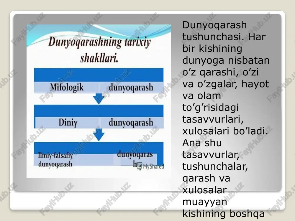 gan, davr muammolarini hal etishda qo’! kelgan. shuning uchun aflotun, forobiy va beruniy, navoiy va xekkelning asar va ta’limotlarida ular yashab o’tgan davr g’oyalari aks etgan. falsafiy kategoriyalar mumiy kategoriyalar- : aielluiin maxsus kategoriyalar kategoriyalari maxsus falsafiy fanlar — «falsafa» tushunchasi yunoncha phileo — sevaman va sophia — donolik so‘zlaridan-kelib chiqqan bo‘lib, mazkur atamaning dastlabki ma’nosini donolikka muhabbat deb talqin qilish mumkin. yunon mutafakkiri pi holda (afsonalar, rivoy: o‘tuvchi bilim bilan ins' va tanqidiy fikrlash yo‘ falsafa so‘zini ilk bor qadimgi agor miloddan avvalgi vi asrda tayyor atlar, an’analar orqali) avloddan avlodga on oz aqliga tayanib, mushohada yuritish i orqali olishi mumkin bo‘lgan bilimni farqlash maqsadida ish atgan. « falsafa kategoriyalari kategoriya o’zi nima? bu so’z qadimgi yunon tilidan olingan bo'lib: «izohlash», «tushuntirish», ko'rsatish», degan ma’nolarni anglatadi. uning mazmunidagi bunday xilma-xillik qadimgi davrlardanoq ilmiy tadqiqot yo’nalishiga aylangan. falsafa tarixida ularni birinchi bo'lib, arastu tariflab bergan. u_ o’zining «kategoriyalar» degan asarida …