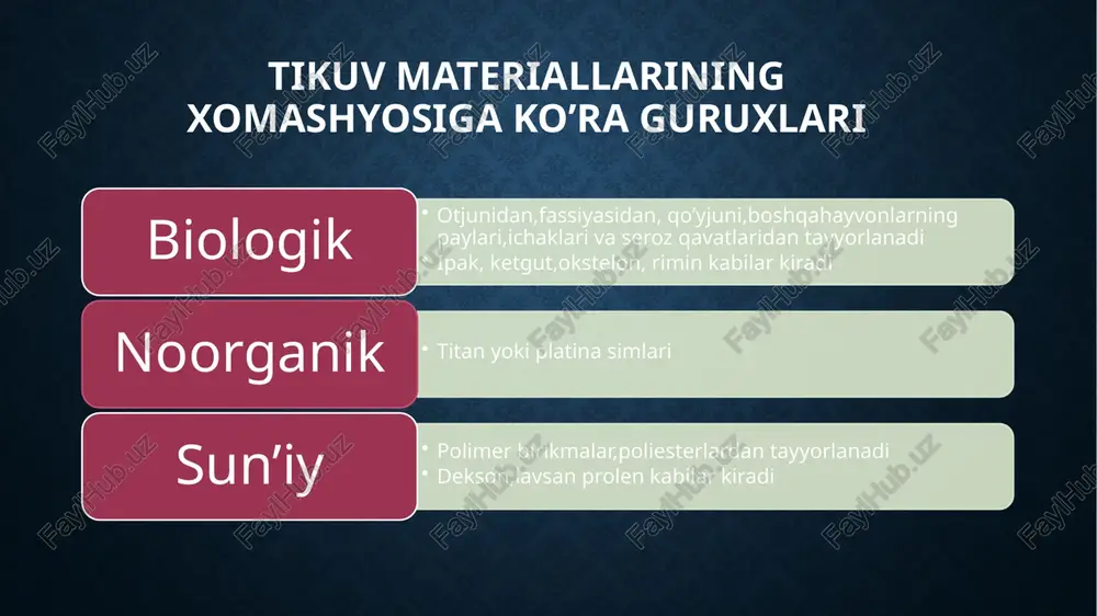 dati davomida xususiyatini o’zgartirmaydi, toksik emas. polipropilen so'rilmaydigan monofilamentdir. u to'qimalar tomonidan yaxshi qabul qilinadi va bu iplar muammosiz chiqariladi.gidrolizga uchramaydi va namlikni to'plamaydi. uzoq vaqt davomida davolanadigan yaralar uchun juda yaxshi. neylon (monofilament yoki multifilament) poliamiddan (alifatik) tayyorlanadi. infektsiyalarga qarshilik yuqori. kamchiliklardan biri zaif xotira effektidir. vaqt o'tishi bilan kuch ko'rsatkichi yomonlashadi. tikuv iplarini infeksiyalarga qarshiligi va atravmatikligi ko'pincha bu xususiyat ustuvor hisoblanadi, shuning uchun shifokorga sintetik monofilamentni tanlash tavsiya etiladi. bu unchalik kuchli va tabiiy bo'lmasa-da, infektsiyaning to'qimalarga kirib borishi xavfi minimaldir. ko'p filamentli iplarning burish joylarida mikrobo'shliqlar mavjud va ularda bakteriyalar o'sishi mumkin, ular mikro yoriqlar va yaralar orqali osongina chiqib, to'qimalarni yuqtiradi. tabiiy tikuv materiali ham past biomoslashuvga ega. agar yara nozik to'qimalardan hosil bo'lsa (masalan, oftalmik operatsiyalarni bajarishda), unda organik moddalarni qo'shimcha ravishda shikastlamaydigan materialni tanlash ustuvor bo'ladi.vikril, monokril, maxon eng atravmatik hisoblanadi. jarrohlik iplarining qalinligi bo'yicha bo'linishi. .jarrohlikdagi iplarning o'lchamini ko'rsatish uchun iplarning har …