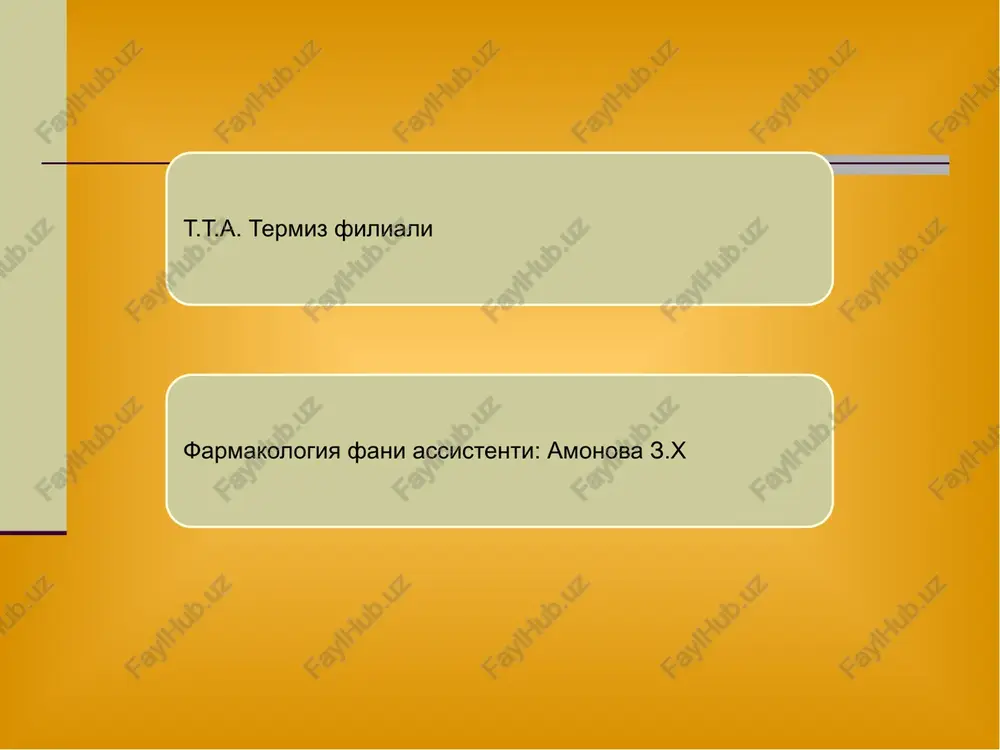 ilovchi oqsil-fermentlar fosforlanishini kuchaytiruvchi tsitoplazma proteinkinazalarni faollashtiradi; gipofiz gormonal preparatlari adenogipofiz preparatlari (gipofiz old bo'lagi) asosiy preparatlar: kortikotropin (aktg), tsink-kortikotropin suspenziyasi, tetrakozaktid (sinakten depo), somatotropin (sayzen, xumatrop), xorion gonadotropini (xoriotropin, pregnil), menopauza gonadotropini (menotropin), laktin. farmakologik effektlar: yallig'lanishga, allergiyaga qarshi, desensibilizatsiyalovchi, dezintoksikatsion ta'sir (kortikotropin); tana bo'yi va vazni stimulyatsiyasi (somatotropin); ovulyatsiya va spermatogenez aktivatsiyasi (gonadotropinlar); laktatsiya stimulyatsiyasi (laktin). gipofiz gormonal prepatlari adenogipofiz preparatlari (gipofiz old bo'lagi) qo'llashga ko'rsatmalar: bub po'stlog'ini stimullash (birlamchi va ikkilamchi gipofunktsiyasida), revmatizm, bronxial astma, podagra (kortikotropin); gipofizar nanizm, osteoporoz (somatotropin); gipogonadizm, endometrioz, ginekomastiya (gonadotropinlar); tug'ruqdan keyingi davrda laktatsiya sustligida (laktin). qarshi ko'rsatmalar: homiladorlik, psixozlar, yara kasalligi, endokardit, sil faol formasi, qandli diabet (kortikotropin); o'smalar (somatotropin, gonadotropinlar); allergik reaktsiyalarga moyillik (laktin). gipofiz gormonal prepatlari neyrogipofiz preparatlari (gipofiz orqa bo'lagi) asosiy preparatlar : oksitotsin, vazopressin,adiuretin sd (desmopressin), terlipressin (remestin), pituitrin. farmakologik effektlar : - uterotonik samara (miometriy qisqarishlari soni, kuchi va davomiyligi oshishi- oksitotsin); - antidiuretik; - vazokonstriktor …