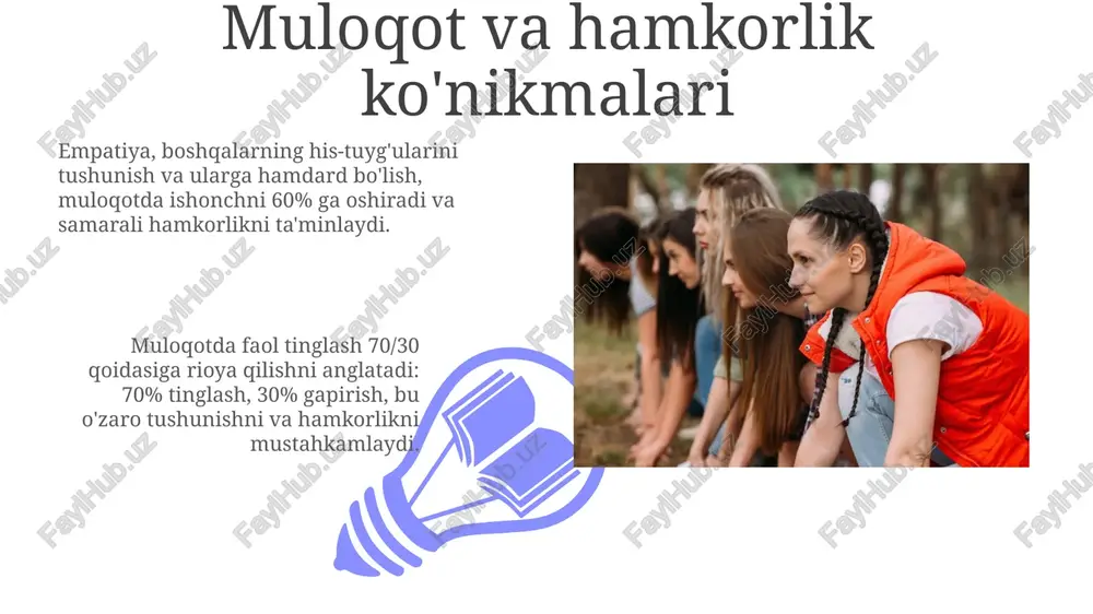 tirish va qaror qabul qilish simulyatsiyalarini o'tkazish, yoshlarning muammolarni yechish qobiliyatini 60% ga oshiradi. mentoring dasturlari orqali tajribali liderlar bilan uchrashuvlar tashkil etish, liderlik qobiliyatini 45% ga oshiradi va kommunikatsiya ko'nikmalarini rivojlantiradi. o'smirlar faolligini baholash va rag'batlantirish 01 02 o'smirlar faolligini baholashda jismoniy, ijtimoiy, aqliy sohalarni qamrab olgan 360 gradusli baholash usulini qo'llash, ularning ko'p tomonlama rivojlanishini aniqlashga yordam beradi. sales 1st qtr 2nd qtr 100 0 sales 1st qtr 2nd qtr 100 0 e'tiboringiz uchun rahmat @taqdimot_robot image5.jpg image6.jpg image7.jpg image8.jpg image9.jpg image10.jpg image11.jpg image12.jpg image13.jpg image14.jpg image15.jpg image16.jpg image1.jpeg image2.jpeg image3.jpeg