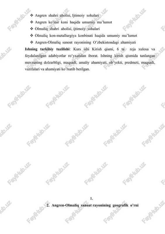 i aholini roʻyxatga olish maʼlumotlariga koʻra, 55 789 aholining 42,9% ruslar, 17,9% tatarlar, 15,7% oʻzbeklar, 7,4% tojiklar, 3,7% ukrainlar. keyinchalik aholi tarkibida markaziy osiyo xalqlarining ulushi ortib bordi. 1989-yilgi aholini roʻyxatga olish maʼlumotlariga koʻra, shahar aholisining 31,5 foizini oʻzbeklar, 13,1 foizini tojiklar, 31,4 foizini ruslar, 8,3 foizini tatarlar tashkil etgan. hozirda shahar aholisi asosan markaziy osiyo xalqlari vakillaridan iborat. rasmiy maʼlumotlarga koʻra, 2013-yil 1-yanvar holatida angren shahri nufusi 172 880 nafarni tashkil qilib, ulardan 73 foizi (126 247 nafar) oʻzbeklar, 17 foizi (28 653 nafar) tojiklar, 5 foizi (8 282 nafar) koreyslar, atigi 3 foizi (4 621 kishi) ruslar va 1% dan kam (1284 kishi) tatarlar. sunniy musulmonlar aholining 85% ni tashkil qiladi. sovet davrida shaharda koʻp yashagan ruslar, qrim tatarlari, tatarlar va nemislar asosan 1990-yillarda shahardan chiqib ketgan. angren shahri ijtimoiy sohalari kompleks rivojlantiriladi 2-rasm.angren shahri vazirlar mahkamasining “2020-2022 yillarda toshkent viloyatining angren shahrini kompleks ijtimoiy-iqtisodiy rivojlantirish chora-tadbirlari to‘g‘risida”gi …