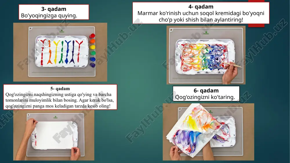 rofiga o'rang va qolgan quvur tozalagichni ildiz uchun qoldiring. foydalanilgan adabiyotlar ro‘yxati o‘zbekiston respublikasi prezidentining “maktabgacha ta’lim tizimini tubdan takomillashtirish chora-tadbirlari to‘g‘risida”gi qarori. pq–4312. 2019-yil. maktabgacha va maktab ta’limi vazirligi. “steam texnologiyasini joriy etish bo‘yicha metodik tavsiyalar”. toshkent, 2023-yil. abdurahmonova, n. maktabgacha ta’limda steam texnologiyalarini qo‘llash. – “ta’lim taraqqiyoti” jurnali, №2. 2022-yil. qodirova, g. maktabgacha yoshdagi bolalarda texnik ijodkorlikni rivojlantirish metodikasi. – toshkent: fan, 2021-yil. mardonova, d. steam yondashuvi asosida ijodkorlikni shakllantirish. – “pedagogik innovatsiyalar” jurnali, №3. 2022-yil. steam powered family – paper stem and steam activities for kids. https://www.steampoweredfamily.com. 2024-yil. science buddies – paper engineering projects for preschoolers. https://www.sciencebuddies.org. 2024-yil. little bins for little hands – paper stem challenges for kids. https://littlebinsforlittlehands.com. 2024-yil. renessans-edu.uz – maktabgacha ta’limda steam texnologiyalari (pdf). https://renessans-edu.uz. 2023-yil. john spencer & juliani, a.j. empower: what happens when students own their learning. – impress books. 2017-yil. xulosa steam texnologiyasi bugungi kunda maktabgacha ta’lim tizimida bolalarni har …