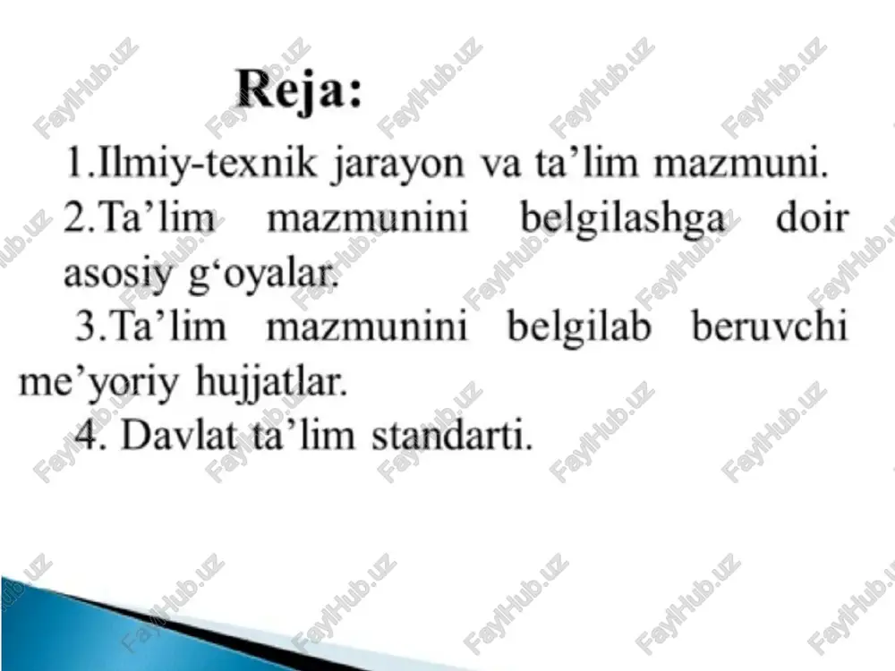 1.har bir o'quv predmeti uchun yaratiladigan darslikda ilmiy bilimlar tizimi va uning hajmi tegishli o'quv dasturi talablariga hamda u mo'ljallangan o‘quvchilarning yosh xususiyatlariga mos kelishi kerak. 2.darslikda bayon qilingan ilmiy bilimlar nazariy hamda g oyaviy jihatdan tizimli, izchil bo lishi, keltirilayotgan dalil va isbotlar ishonchli shuningdek, ular to’ g*ri tahlil, aniq ta’rif etilishi, mavzular yuzasidan zarur xulosalar chiqarilishi asosida ta’lim oluvchilarda dunyogarash, ma’ naviy-axloqiy sifatlar hamda e’tiqodni tarbiyalay olishi lozim. 3.0'quv darsliklarida bayon etilayotgan bilimlar amaliyot bilan bog lanishi, jamiyat hayotining barcha — ijtimoiy, iqtisodiy va madaniy sohalarida erishilgan yutuqlarni tavsiflaydigan dalillar bilan boyitilishi, ularning tahlili bilan asoslanishi zarur. 4.darsliklarda bayon qilinayotgan mavzular o'quv materialining xarakteriga bog liq holda tegishli qoida va ta’riflarda berilishi, dalillar keltirilishi va ba’zi materiallar rasm, surat, sxema, diagramma va boshqa tasvirlar bilan boyitilishi maqsadga muvofiqdir. 5.bayon qilinayotgan materiallar o’quvchilarga tushunarli bo'lishi, lo‘nda, ixcham jumlalar asosida yoritilishi kerak. 6.darslikning tashqi ko’ rinishi, bezagi muayyan yosh davri …