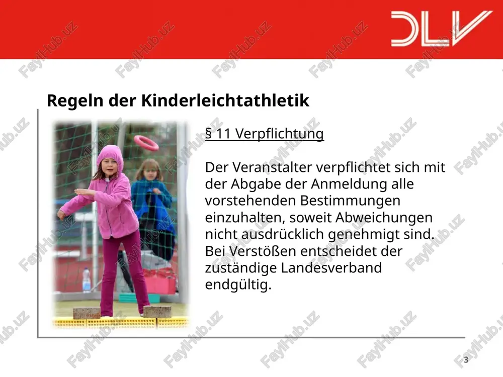 rleichtathletik nicht geführt, da die iwr nicht gilt. leichtathletik-gemeinschaften (lg) und startgemeinschaften (stg) lg´s und stg´s gibt es gemäß dlo nur ab der jugend u14 und somit nicht in der kinderleichtathletik. selbstverständlich können sich vereine zur teilnahme an kinderleichtathletikwettkämpfe der zusammenschließen. der zusammenschluss kann von wettkampf zu wettkampf wechseln. „“ ‹#› vielen dank für ihre aufmerksamkeit! für fragen stehen wir gerne zur verfügung „“ ‹#› „“ kontakt: leichtathletik-verband rheinland jennifer jüngling rheinau 11 56075 koblenz 0261-135 123 info@lvrheinland.de ‹#› image2.jpeg image3.jpeg image4.jpeg image5.jpeg image6.jpeg image7.jpeg image8.jpeg image9.jpeg image10.jpeg image11.wmf image12.wmf image13.tif image14.jpeg image1.jpeg perennenenen ergebnisprotokoll ochtendung, 21.04.2012 pilotwettkampf kinderleichtathletik ‘sprint ‘sprung wart gast 30m hi sprint staffel | __zielweitsprung druckwurf |mannschaft_ ergebnis | pi tz / pkt ergebr itz/ pkt ergebnis. platz/pkt punkte platz altenkirchen 40 1 24 1 98 a. 3 1 icoc/bks-wil/tr-s 40 1 24 1 88 3 5 2 mayen-koblenz b 40 1 24 1 87 4 …