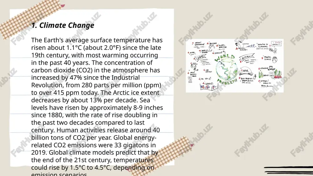 lly, with around 4 billion facing severe water scarcity for at least one month annually. agriculture accounts for 70% of global freshwater withdrawals, intensifying scarcity. by 2025, over 1.8 billion people will live in regions with absolute water scarcity, and two-thirds could face water-stressed conditions. the middle east and north africa experience the highest levels of water scarcity. climate change exacerbates the issue, with projections indicating up to a 40% decline in water availability for some regions. urbanization and population growth further strain resources, with global water demand expected to increase by 55% by 2050. efficient management and innovative technologies are crucial to mitigate impacts. ... t.me/slaydai_bot energy sustainability focuses on meeting present energy needs without compromising future generations. renewable sources play a critical role, including solar, wind, hydroelectric, and geothermal energy. globally, renewable energy accounted for 29% of electricity generation in 2020. solar power saw a 22% growth in …