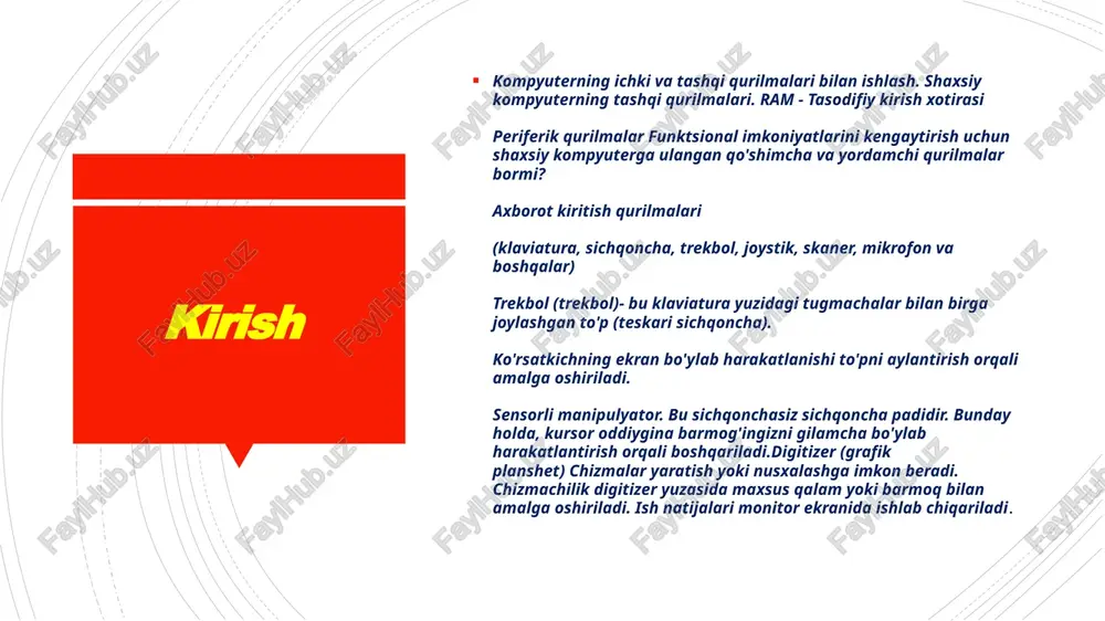 oylarda elektron davlat xizmatlarini taqdim etish tizimini yanada kengaytirish. e`tiboringiz uchun rahmat image1.jpeg image2.jpeg image3.jpeg vinchester videoadapter tovush xaritasi tizimli plata modem kompyuter signallarini telefon signallariga? yoki aksincha telefon signallariga aylantiruvchi qurilma. /docprops/thumbnail.jpeg