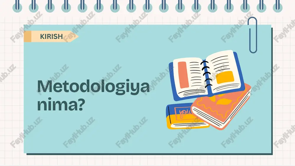 ya: yakka faktlardan umumiy xulosalar chiqarish. • deduksiya: umumiy qonuniyatlardan yakka hodisalar haqida xulosalar chiqarish. • sintez: ob'ektning alohida qismlarini birlashtirib, uning yaxlitligini tiklash. • tahlil: ob'ektni alohida qismlarga ajratib o'rganish. • sistemali yondashuv: har qanday ob'ektni o'zaro bog'liq elementlardan tashkil topgan yaxlit tizim sifatida ko'rib chiqish. • modellashtirish: o'rganilayotgan ob'ektning (original) soddalashtirilgan nusxasi (model) yordamida uni tadqiq etish. • gipoteza (faraz) va nazariya: hodisalarni tushuntirish uchun taklif etiladigan ilmiy farazlar va ularni umumlashtiruvchi nazariy tizimlar. • tarixiy va mantiqiy metod: hodisalarning rivojlanish tarixini va ularning mantiqiy bog'liqliklarini o'rganish. ilmiy bilishning shakllari ilmiy bilishning asosiy shakllari quyidagilardir: • fakt: ob'ektiv voqelikdagi aniq bir hodisa yoki hodisa haqidagi ishonchli ma'lumot. • muammo: ilm-fanda hal etilishi lozim bo'lgan nazariy yoki amaliy vaziyat. • gipoteza (faraz): muammoni hal qilish uchun taklif qilingan, hali isbotlanmagan ilmiy taxmin. • nazariya: hodisalar majmuini tushuntiruvchi, bir-biri bilan bog'liq tushunchalar, qonunlar va tamoyillar tizimi. • konseptsiya: biror hodisa …