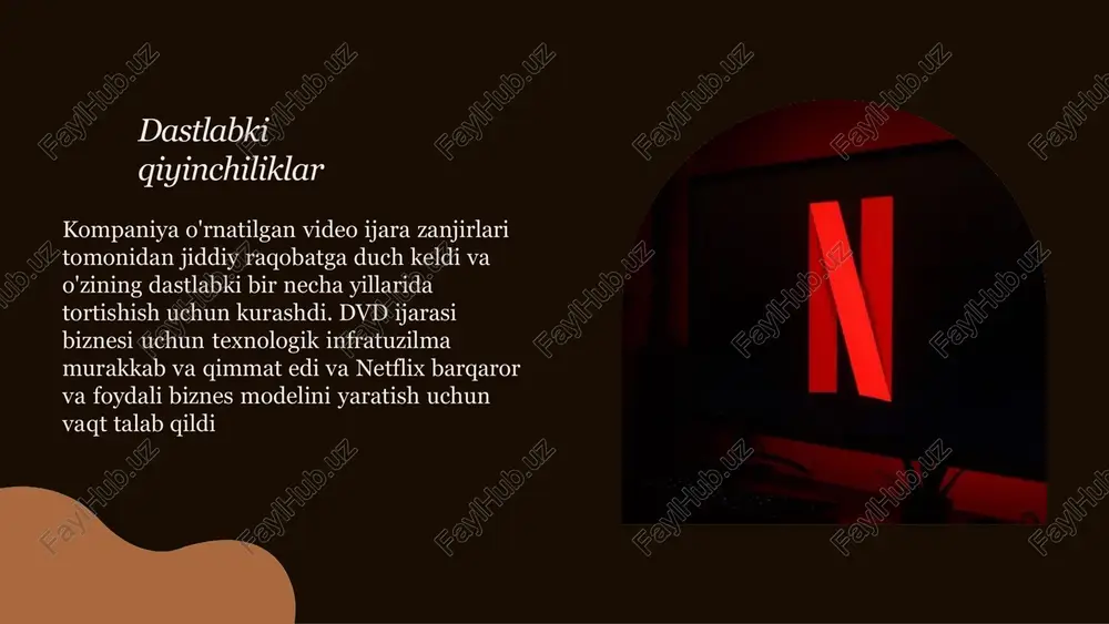 n biriga aylantirdi. bu xarajat mashhur shoularni ta'minlash va butun dunyo bo'ylab obunachilarni jalb qilish uchun juda muhim edi. abonentlar bazasining o'sishi va global kengayishi global reach: netflix o'z xizmatini xalqaro miqyosda kengaytirdi, 2010 yilda kanadada ishga tushirildi va keyingi bir necha yil ichida asta-sekin boshqa mamlakatlarga tarqaldi. 2016 yilga kelib, u 190 dan ortiq mamlakatlarda mavjud bo'lib, global oqim yetakchisi sifatidagi mavqeini mustahkamladi. 2024 yil holatiga ko'ra, netflix butun dunyo bo'ylab 230 milliondan ortiq obunachiga ega bo'lib, uni eng yirik oqim platformalaridan biriga aylantiradi. kompaniyaning o'sishiga uning original tarkibga, hamkorlikka va strategik bozorga kirishga davom etgan sarmoyasi sabab bo'ldi. raqobatga moslashish netflix 2010 va 2020-yillarda ishga tushirilgan amazon prime video, hulu, disney+ va apple tv+ kabi boshqa platformalar tomonidan kuchayib borayotgan raqobatga duch keldi. shunga qaramay, netflix kuchli obunachilar bazasini saqlab qoldi va interaktiv kontent va turli ko'rish formatlari bilan innovatsiyalarni davom ettirdi. ipodan beri netflix aktsiyalari bozordagi eng …
