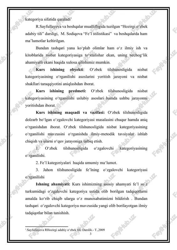igan harakat o‘rtasidagi munosabatining ifodalanishi fe’l nisbati deyiladi. masalan: sobir akasidan kelgan xatni alisherga o‘qitdi gapida sobir ega, alisherga to‘ldiruvchidir. ushbu gapda asosiy harakat bajaruvchi alisher, ya’ni to‘ldiruvchi bo‘lib, sobir, ya’ni ega harakat bajarilishida vosita bo‘lgan shaxs xolos. jumladagi ikki bajaruvchi orasidagi harakat bajarish bilan bog‘liq ana shunday munosabat fe’lning nisbat shakli orqali ifodalanadi: o‘qi+t+di. fe’l nisbati maxsus shakl yasovchi affikslar vositasida ifodalanadi. bu affikslar fe’lning lug‘aviy ma’nosini batamom yangilamay, unga qo‘shimcha ma’no bo‘yog‘i qo‘shadi. qiyoslang: yuv+(di)-yuv+in+(di) - yuv+il+(di) - yuv+ish+(di) – yuv+dir+(di). ba’zi fe’llarga nisbat qo‘shimchalari birdan ortiq qo‘shilib kelishi ham mumkin: yoz+dir+il+di, beza+n+tir+ish+di. bunday holda fe’l nisbati oxirgi nisbat qo‘shimchasiga qarab belgilanadi. fe’l nisbatlarning quyidagicha beshta turi bor: 1. aniq nisbat. harakatning ega orqali ifodalangan shaxs yoki narsa tomonidan bajarilganini yoki bajarilmaganini ifodalaydi. to‘ldiruvchi esa harakatning obyekti bo‘ladi. aniq nisbat maxsus affiksga ega emas: o‘qidi, yozdi, kutdi kabi sof fe’llar ana shu nisbatdadir. 1. o‘zlik nisbat. harakatning bir …