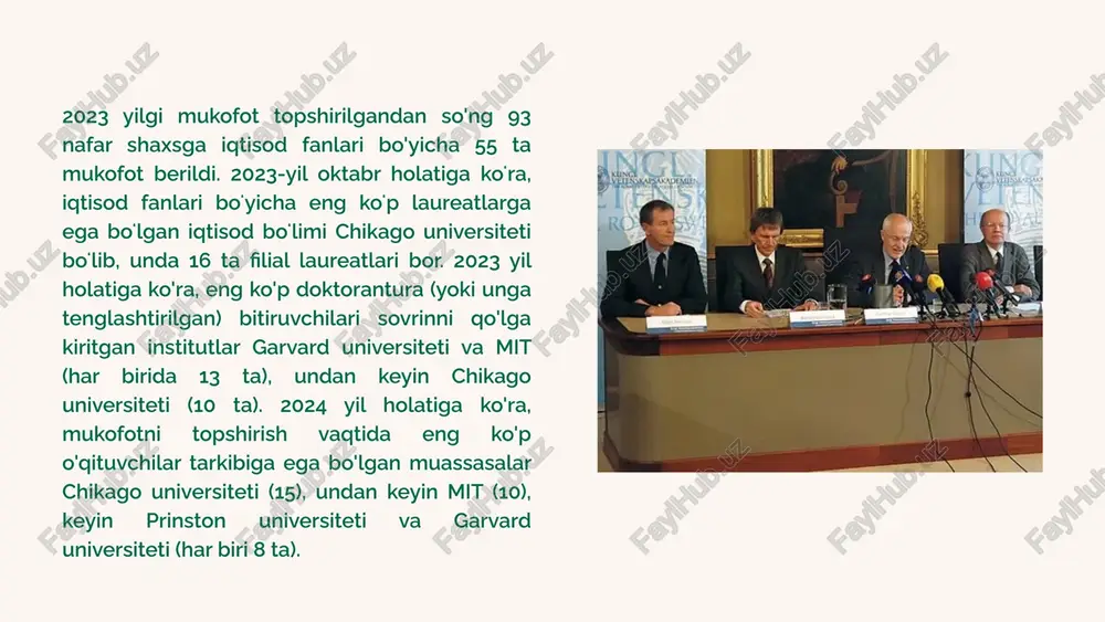 oti: lucas chicago but biznes maktabida birga taʼlim olgan kursdoshi rita cohen bilan oila qurgan. ular 1980-yil ajrashishgan. ajralish shartida, agar mukofot 1995-yil 31-oktabrgacha topshirilsa, cohenga nobel mukofotlarining yarmini olish huquqini beruvchi band bor edi. cohen bilan ajrashgandan soʻng, lucas nancy stokeyga uylangan. er-xotin iqtisodiy oʻsishnazariyasi, davlat moliyasi va pul nazariyasi boʻyicha maqolalar ustida hamkorlik qilgan. lucas va cohenning ikkita oʻgʻli bor edi: stiven (1960-yilda tugʻilgan) va jozef (1966-yilda tugʻilgan). lucas 2023-yil 15-mayda chikagoda 85 yoshida vafot etgan. e’tiboringiz uchun rahmat! image1.png image2.svg image3.png image4.jpeg image5.jpeg image6.jpeg image7.png image8.svg i the nobel prize /docprops/thumbnail.jpeg