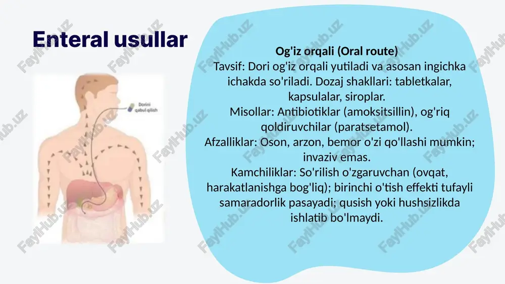 dori vositalarining organizmga yuborish usuli - Page 3