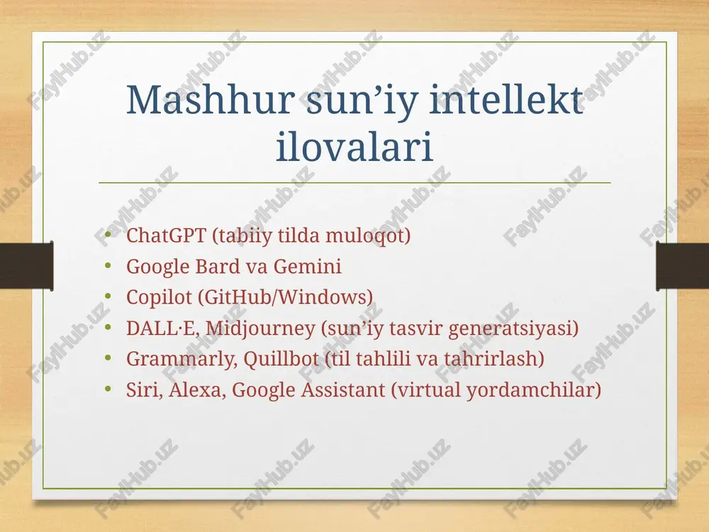 hozirgi kunda mashhur sun’iy intellekt (ai) ilovalari - Page 3