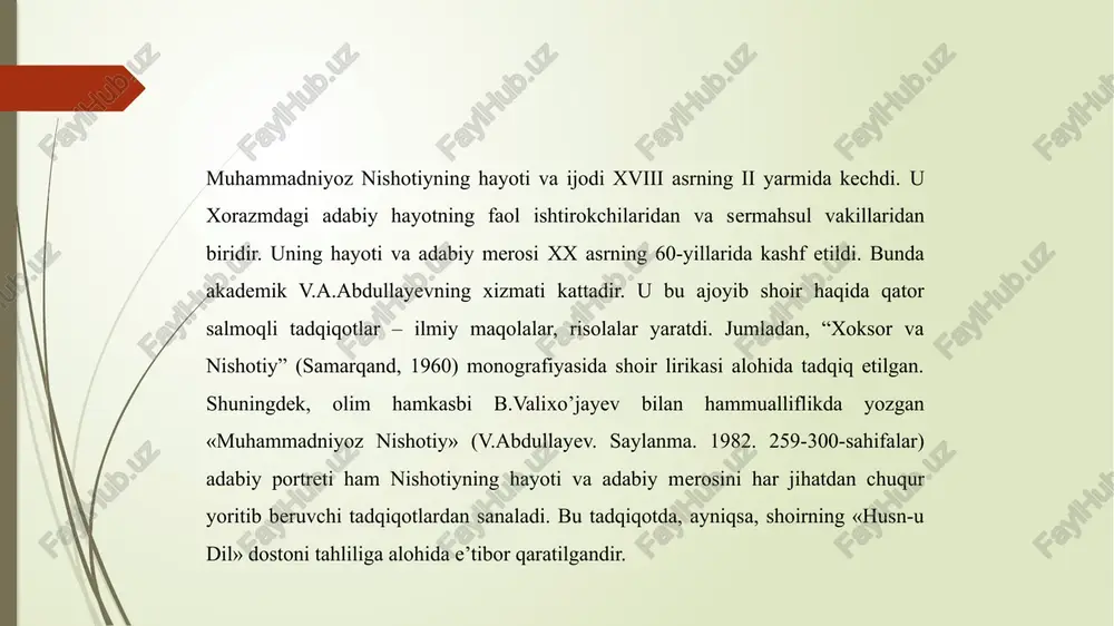 i, xonimiz shah g’ozi himoyat edi, asli makonim ki qaromozidur, odami ishratda qishu yozidur… borcha xaloyiq ichida badishim, yetib ellik beshga maning bu yoshim… andalibning “zaynularab”, “yusuf va zukayho”, “layli va majnun” kabi dostonlari klassik dostonchilik hamda o’zbek va turkman xalqlari orasida keng tarqalgan “xalq kitoblari”ning eng yaxshi xususiyatlarini o’zida mujassamlashtiradi”2 . bu dostonlar xviii-xix asrlar davomida qayta-qayta ko’chirilgan chop etilgan. uning yuqorida zikr etilgan uch dostoni ham xalq qissalariga xos an’analarga ega nasru nazm shaklida yozilgan. u “zaynularab” dostonida zaynularab bilan muhammad hanifa o’rtasidagi samimiy sevgini jozibali tasvirlaydi. “rabg’uziy bu qissaning ahsan (go’zal) deyilishi sababini quyidagicha izohlaydi: 1) qur’ondagi boshqa hamma qissalardan foydasi ko’proq eukanligi; 2) qissa boshdan oxir, bir qavlda qirq yil, boshqa birida sakson yil ichida bo’lib o’tgan voqealarni o’z ichiga olganligi; 3) qur’oni karimda boshqa qissalar turli oyat va suralarda, yusuf qissasi esa faqat bir oyat - yusuf surasida kelganligi; 4) boshqa qissalarda voqealar begona odamlar …