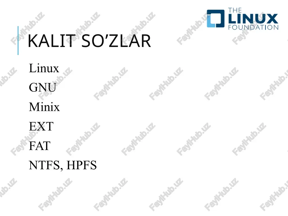 dalanuvchilari linux rivojlanish tempi linux ga eng ko’p o’zgartirishlar mobil telefonlar va elektronika ishlab chiqaruvchi kompaniyalar tomonidan kiritilmoqda. linaro, samsung va texas instruments kabi kompnaiyalar tomonidan o’zgartirishlar kiritilmoqda. google kompaniyasi tomonidan android bilan bog’liq bo’lgan 7000 qator kod tizimning hamma quyi tizimlarini qamrab olgan: tarmoq tizimi, havfsizlik va boshqalar. samsung kompaniyasi yadroga yangi fayl tizimi f2fs ni, android tizimi bilan bog’liq bo’lmagan boshqa patchlarni kiritdi. linux vs windows tarqatish uchun bepul ishlab chiqilgan dasturlar ochiq kodli va bepul virus tushunchasi yo’q (malware) yirik tizimlarda tarmoq komponentalarini boshqarishda qulayligi tizim ishlashi jarayonida yadroning ochiq holda bo’lishi va foydalanuvchi tomonidan monitoring qilinishi linux vs unix linux tizimi unix asosida qurilgan linux operatsion tizimi unix operation tizimiga qaraganda foydalanuvchi interfeysi qulay unix mainframe va yuqori imkoniyatli kompyuterlar uchun mo’ljalangan, linux esa mainframe tizimli bo’lishiga qaramasdan oddiy imkoniyatli foydalanuvchilar uchun ham mo’ljallangan mo’ljallangan linux gnu litsenziyasi asosida ishlaydi linux tizimining arxitekturasi quyidagi qatlamlardan iborat …