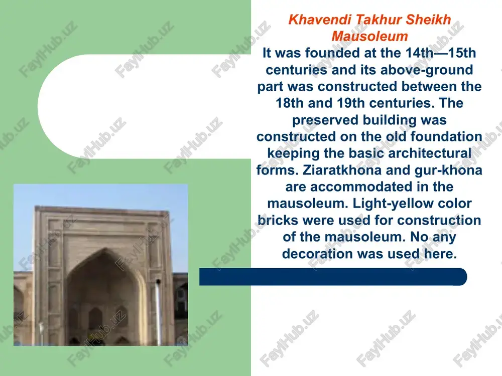 onstruction of the ulugbek medressah, the ruler of samarkand yalangtush bahadur ordered to build the copy of the medressah and the second, sher-dor medressah was built opposite it. several years later, the same ruler of samarkand ordered the third — tillya-kari medressah that was built like medressah but used mostly as mosque: tillya-kari has low minarets to call people to pray. ark citadel high citadel ark, strengthened with walls, was the centre of the city, showing the military power of the ruler. the palace, treasury and prison were located just here too. buildings preserved today in the ark, were constructed at the end of the 18th — beginning of the 20th centuries. today the ark citadel is a big earthen platform stretched from west to east. a lot of buildings are located inside the ark citadel. presently, the eastern part of the ark represents the archaeological monument. childukhtaron mosque is …