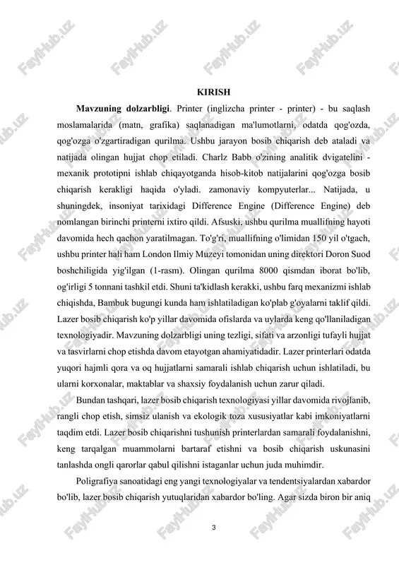 siy kamchiliklari: sekin bosib chiqarish tezligi; asl lentalarning yuqori narxi; ba'zi turdagi kartridjlarni to'ldirish imkoniyati yo'qligi; printerni uzoq vaqt ishlamay qolganida kartridjlarni quritish; lazerli bosib chiqarish yana bir mashhur chop etish texnologiyasidir. lazerli printerlar siyohni chang shaklida ishlatadilar. qora va oq lazerli printerlar juda ko'p sonli sahifalarni bitta kartridjda chop etishga imkon beradi. bu lazerli printerlarni chop etish uchun ideal qiladi. matnli hujjatlar. asosiy afzalliklari: bosib chiqarish tezligi yuqori; yuqori aniqlikdagi rasm; bitta kartrij zaryadida ko'plab sahifalarni chop etish; lazerli printerlarning asosiy kamchiliklari: ultriumlarni to'ldirishning murakkab jarayoni; printerlar va lentalari, ayniqsa rangli modellar uchun yuqori narxlar; bo'yoqni sublimatsiya bilan bosib chiqarish - ishlatiladigan bosib chiqarish texnologiyasi. ushbu turdagi printer suyuq siydikni chetlab o'tib, bug'lanib ketadigan qattiq siyohdan foydalanadi, bu sublimatsiya deb ataladi. asosiy afzalliklari: tasvirning yuqori sifati; bo'yoq sublimatsiya printerlarining asosiy kamchiliklari: yuqori narx ta'minot vositalari; maksimal bosib chiqarish hajmi bo'yicha printer turlari. endi a1 dan a4 gacha bo'lgan har …