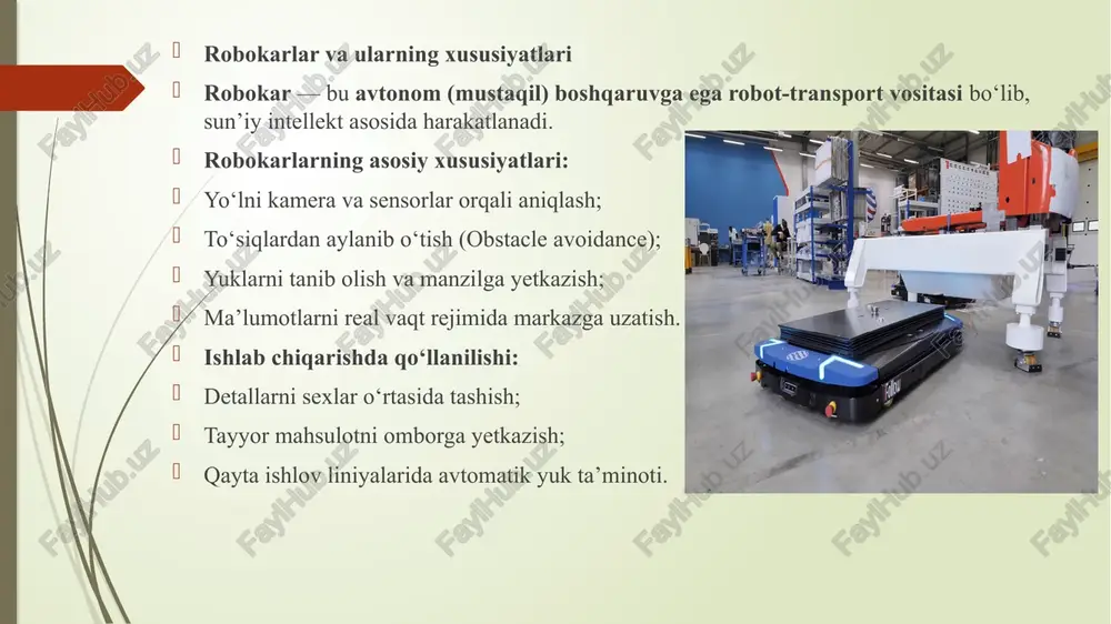 avtomatik transport aravalari (agv) va robokarlarning ishlab chiqarishda qo‘llanishi - Page 3