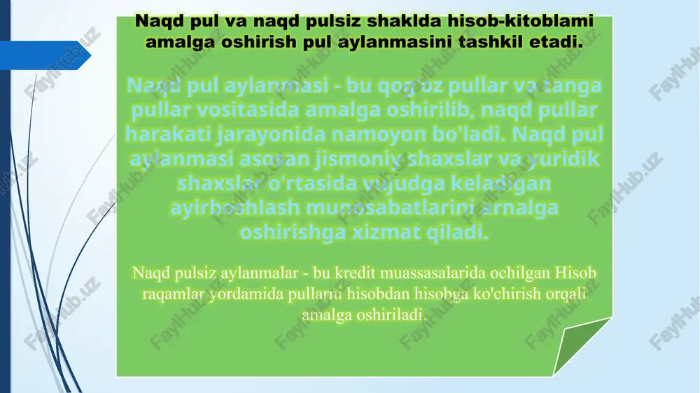 blar tijorat banklarining ichki va tashqi vakillik hisob raqamlari orqali, elektron to'lov tizimi yordamida, mijozlrning hisobvaraqlarida buxgalteriya yozuvlari ko'rinishda amalga oshiriladi. mamlakatimiz bank tizimida 1997-yil mart oyida joriy etilgan elektron to'lov tizimi banklararo amalga oshirilayotgan to'lovlami juda qisqa daqiqalar ichida amalga oshirish imkoniyatini beradi. image1.png image2.png image3.jpeg image4.emf image5.png image6.jpeg image7.jpeg image8.jpeg /docprops/thumbnail.jpeg