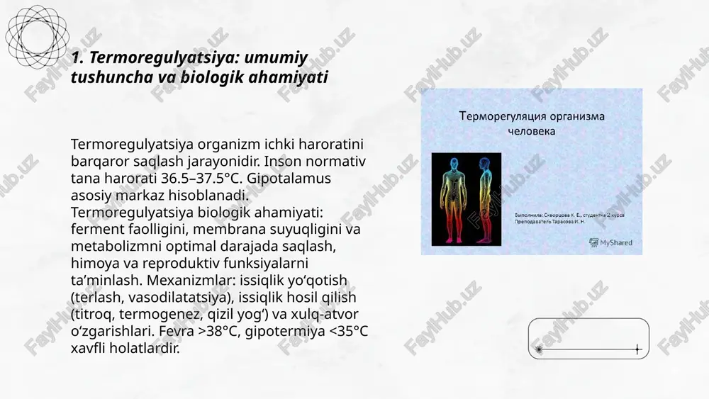 bbipagatbibaetca b oprahu3zme b npouecce okmcantenbho-bocctahobutenbhbix peakunii meta6onu3ma. npv 3tom yactb ero otaaetca bo bhewhioio cpeny tem 6onbwe, vem gonbwe pa3shuua temnepatypbi tena “ cpepbi. nostomy noagepxkahue ycrowunson temnepatypb! tena npv chm>kehun temnepatypbi cpeabi tpe6yert cooteetcrayiowero ycunehua npoueccos meta6onu3ma um conpoboxkaaiowero ux tennoo6pa3z0bahua, yto kommehcmpyet tenmonotepy u npusboamt k coxpahehuio o6ujero tennosoro ganatca oprahv3ma 4 nop~aep»kahuio noctoahctba bhytpehhen temnepatypbl. ogun n3 han6onee o6bi4hdix mexah¥3mob cneumbuyeckoro tepmoperynatophoro tennoo6pasosanua b mbiwax — tak ha3bibaemblii tepmoperyaaumohhbl i tohyc. oh bbipakeh mmkpocokpaujehnama u6puan, peructpupyemoimn 8 bmfe nobbiwehma saektphyeeckon aktmbhocth bhewhe heenosbm>khok mbiwubi npm ee oxnakkaehhm. tepmoperynrmohhbiii tohyc nosbiwaet notpe6nehne kucnopoga mbile no_yac 6onee 4em ha 150%. /docprops/thumbnail.jpeg
